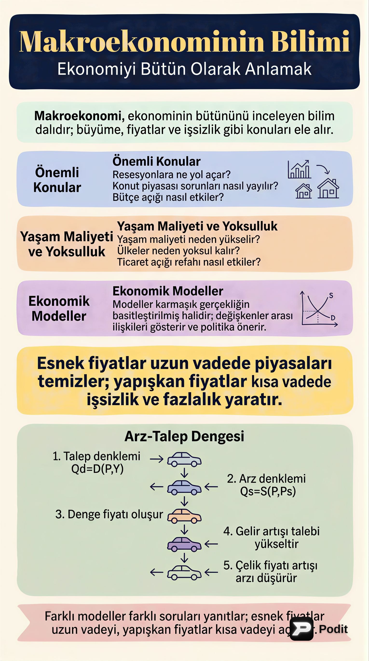 Makroekonomi Bilimi ve Temel Kavramları - görsel özet infografik
