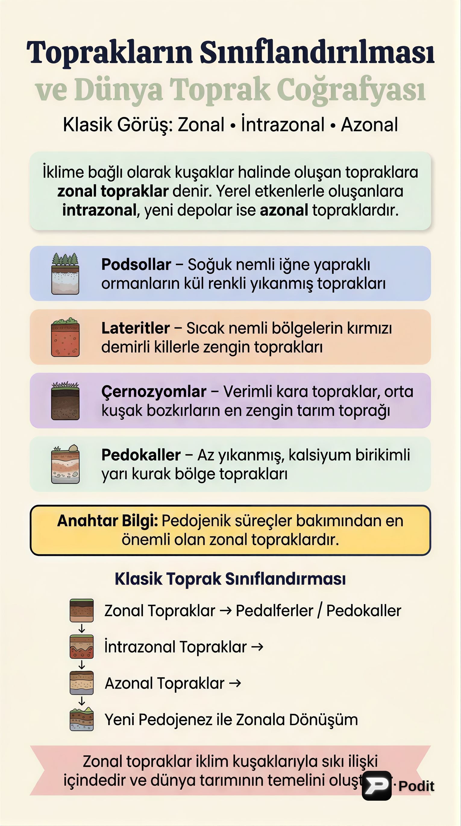 Toprak Sınıflandırması ve Dünya Toprak Coğrafyası - görsel özet infografik