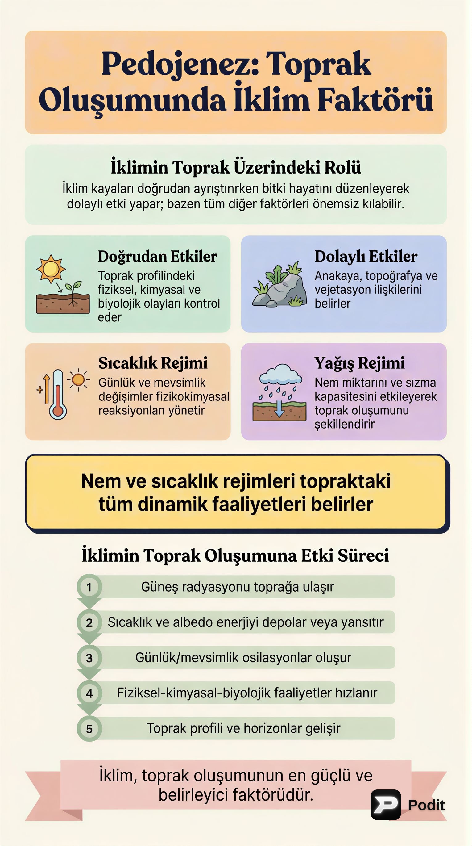 Toprak Oluşumunda İklim Faktörünün Rolü - görsel özet infografik