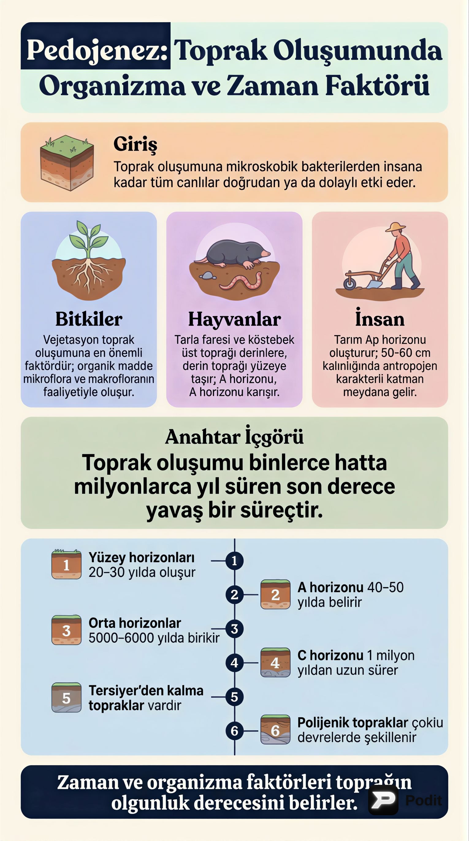 Pedojenez: Organizma ve Zaman Faktörleri - görsel özet infografik