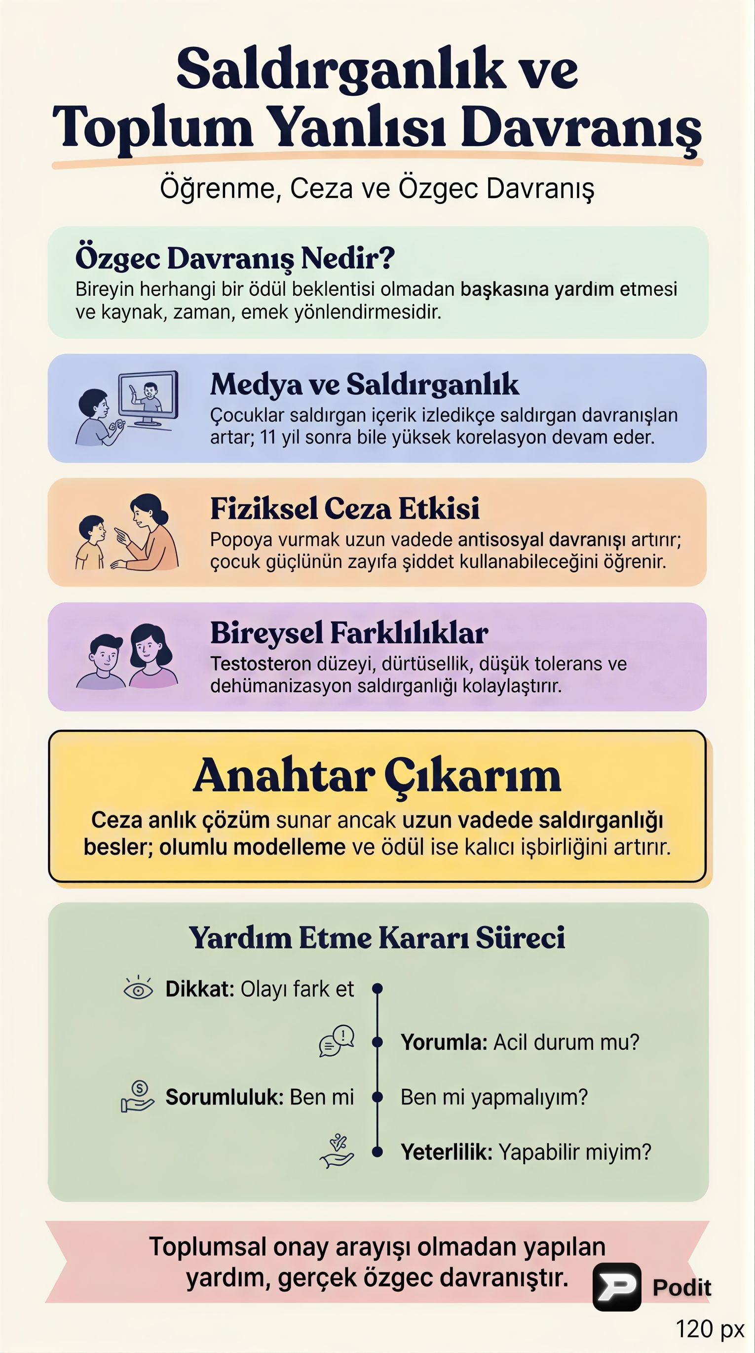 Saldırganlık ve Özgecilik: Sosyal Davranışların Analizi - görsel özet infografik