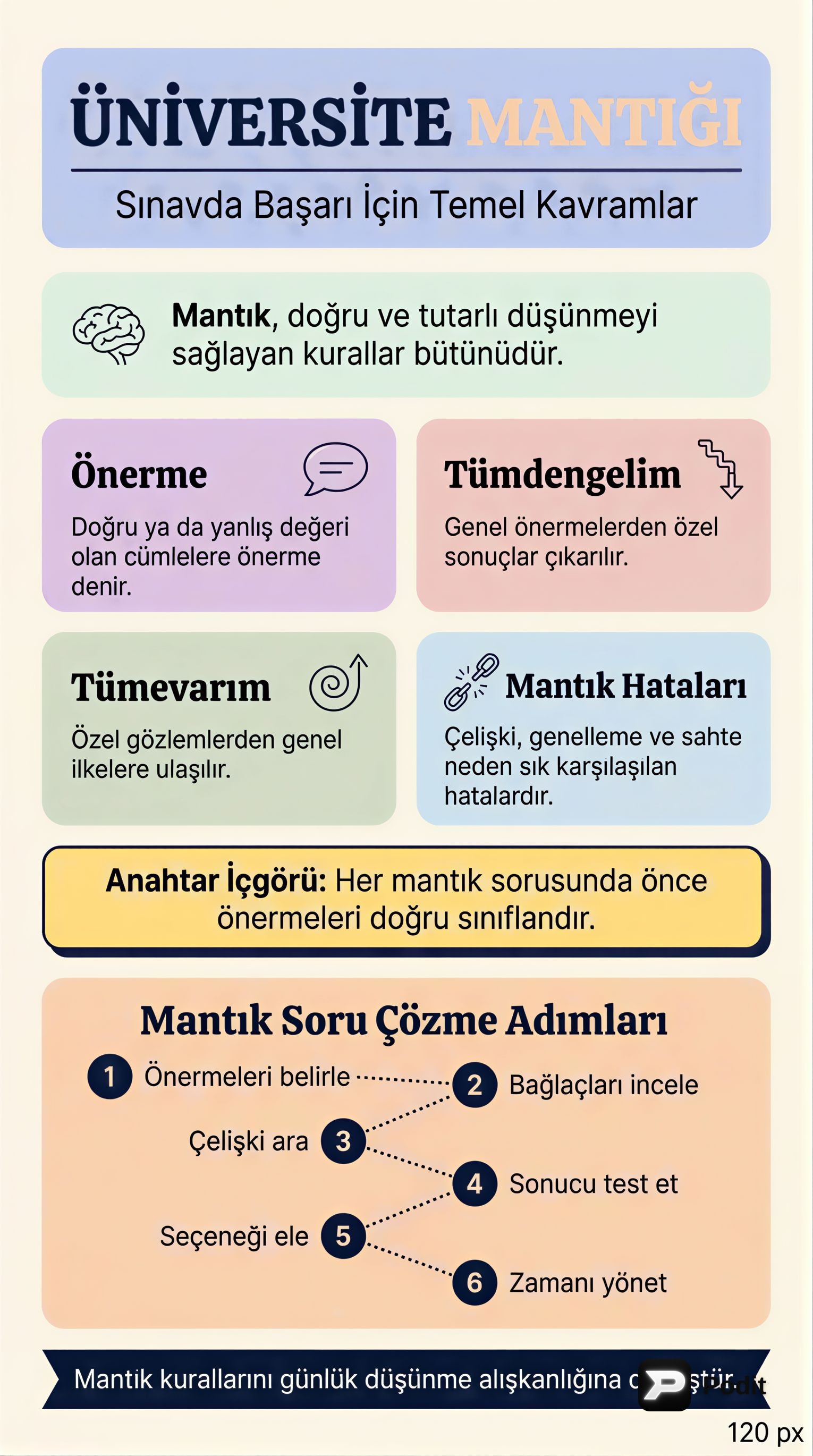 Üniversite Mantık Dersleri ve Sınavlara Hazırlık - görsel özet infografik