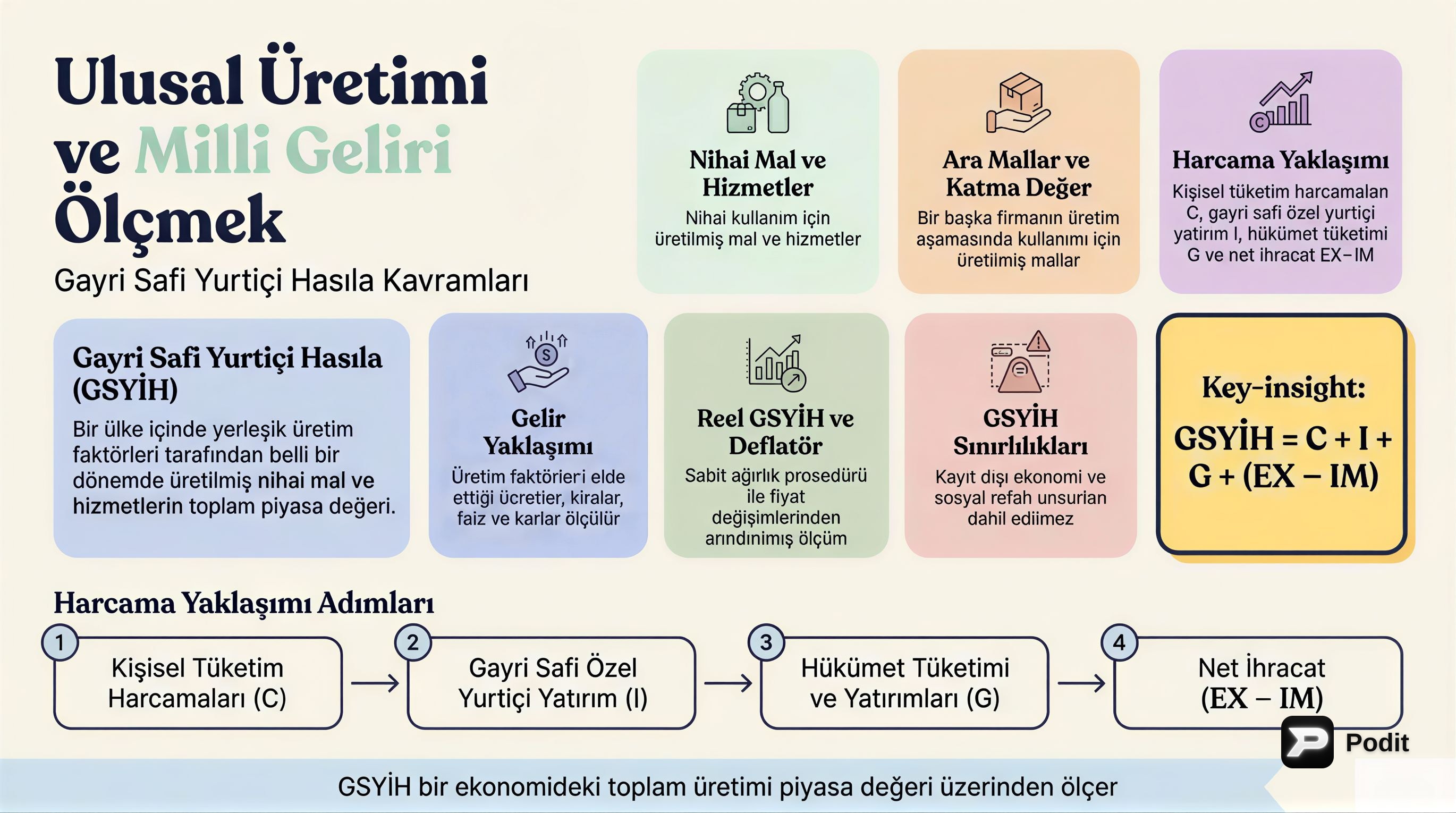 Ulusal Üretimi ve Milli Geliri Ölçmek - görsel özet infografik