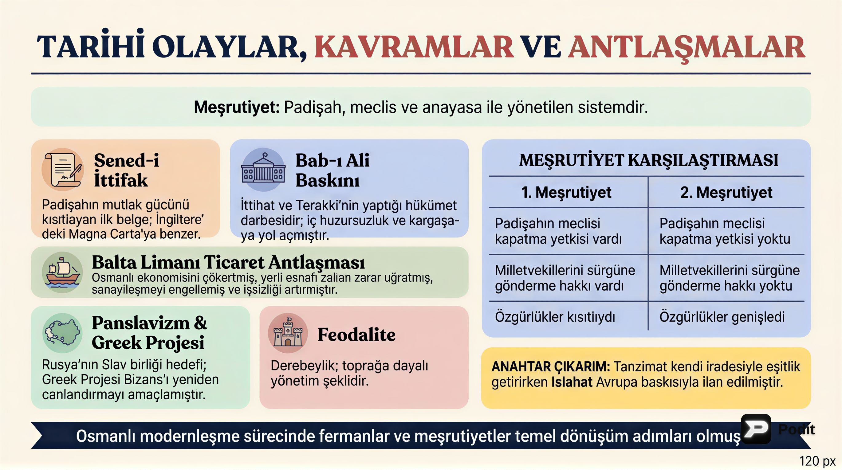 Osmanlı Tarihinde Önemli Olaylar ve Kavramlar - görsel özet infografik