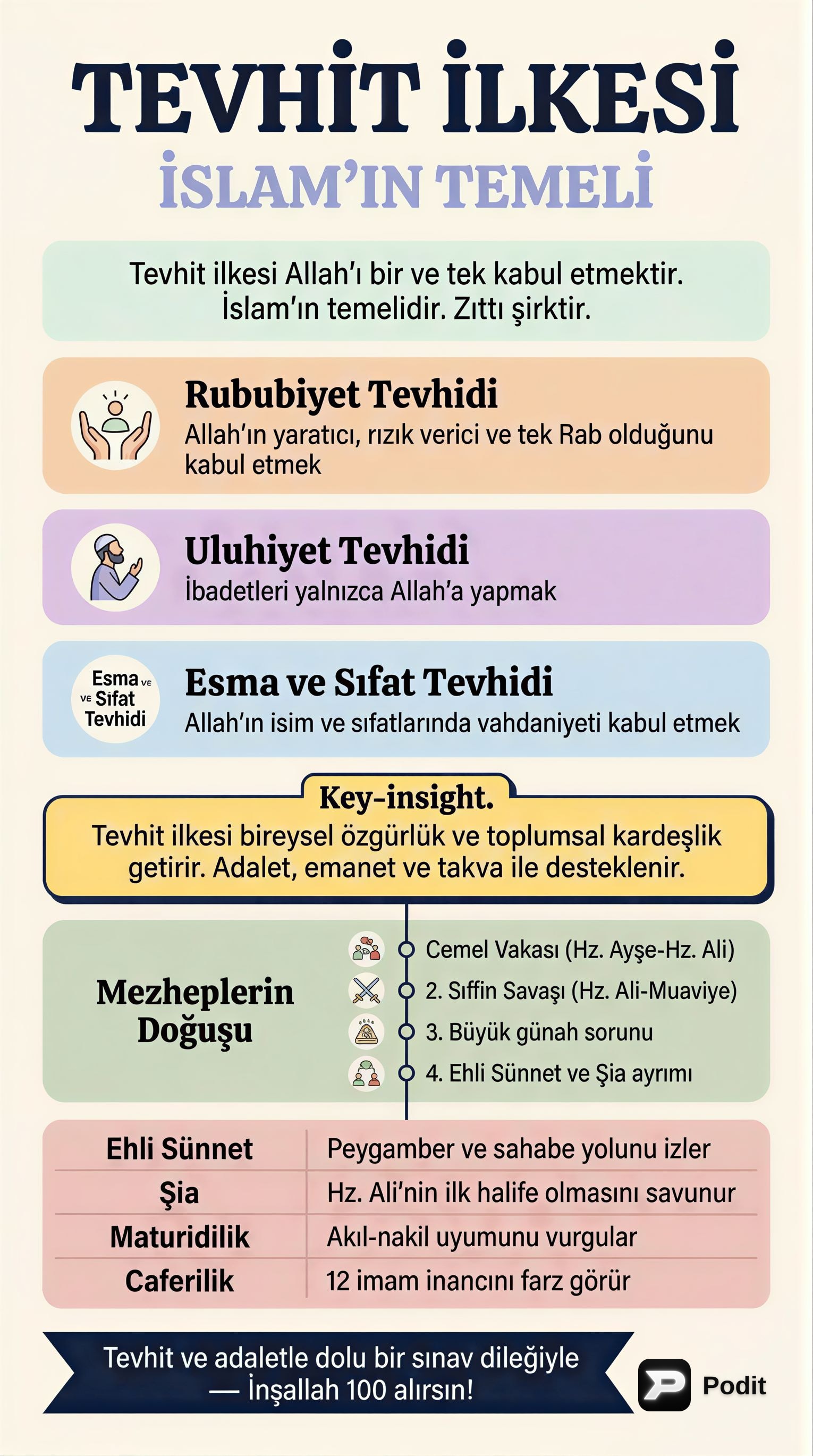 İslam'ın Temel İlkeleri ve Mezhepler Üzerine Bir İnceleme - görsel özet infografik