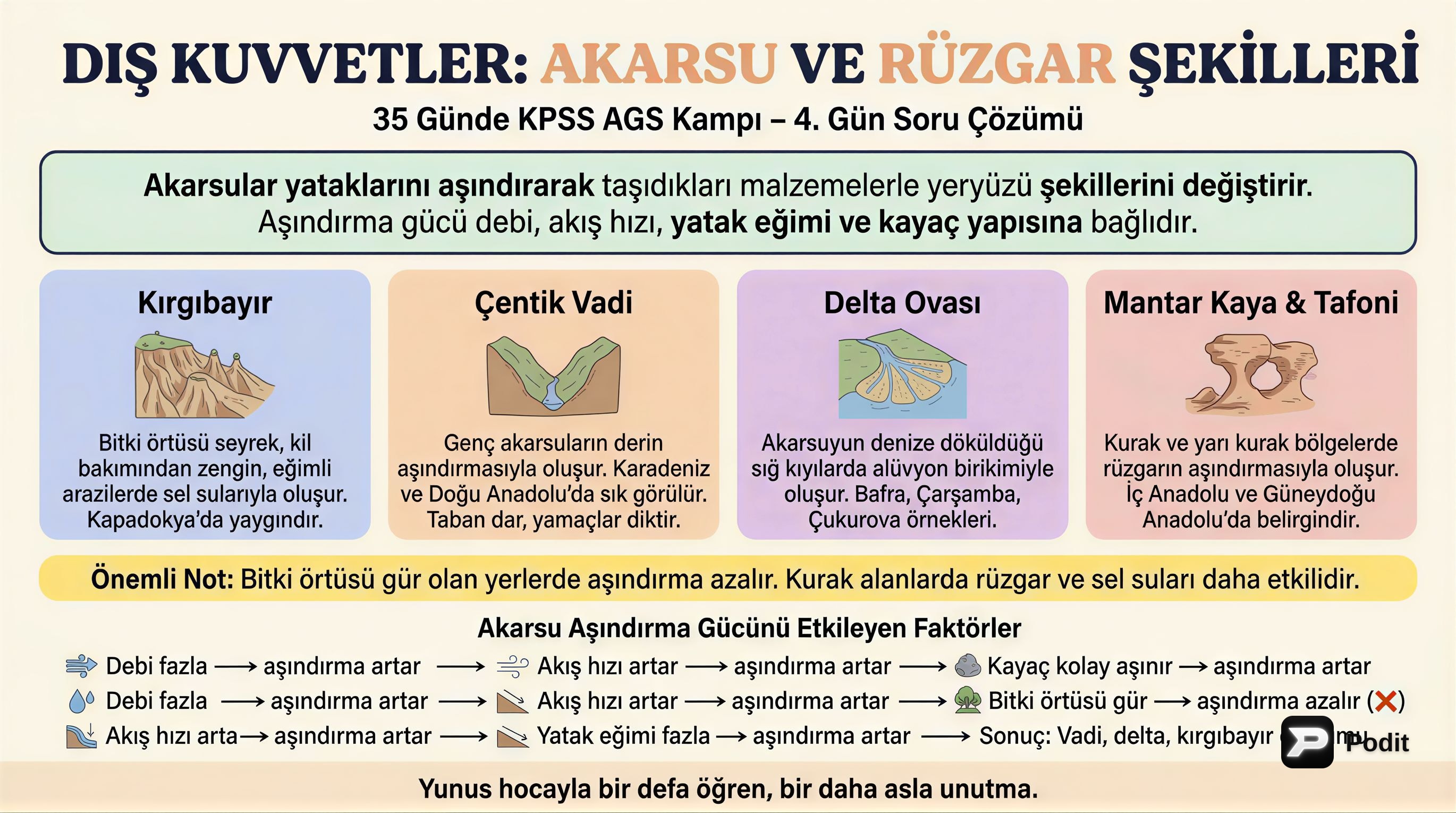 Akarsu ve Rüzgar Yer Şekilleri: Coğrafya Detayları - görsel özet infografik