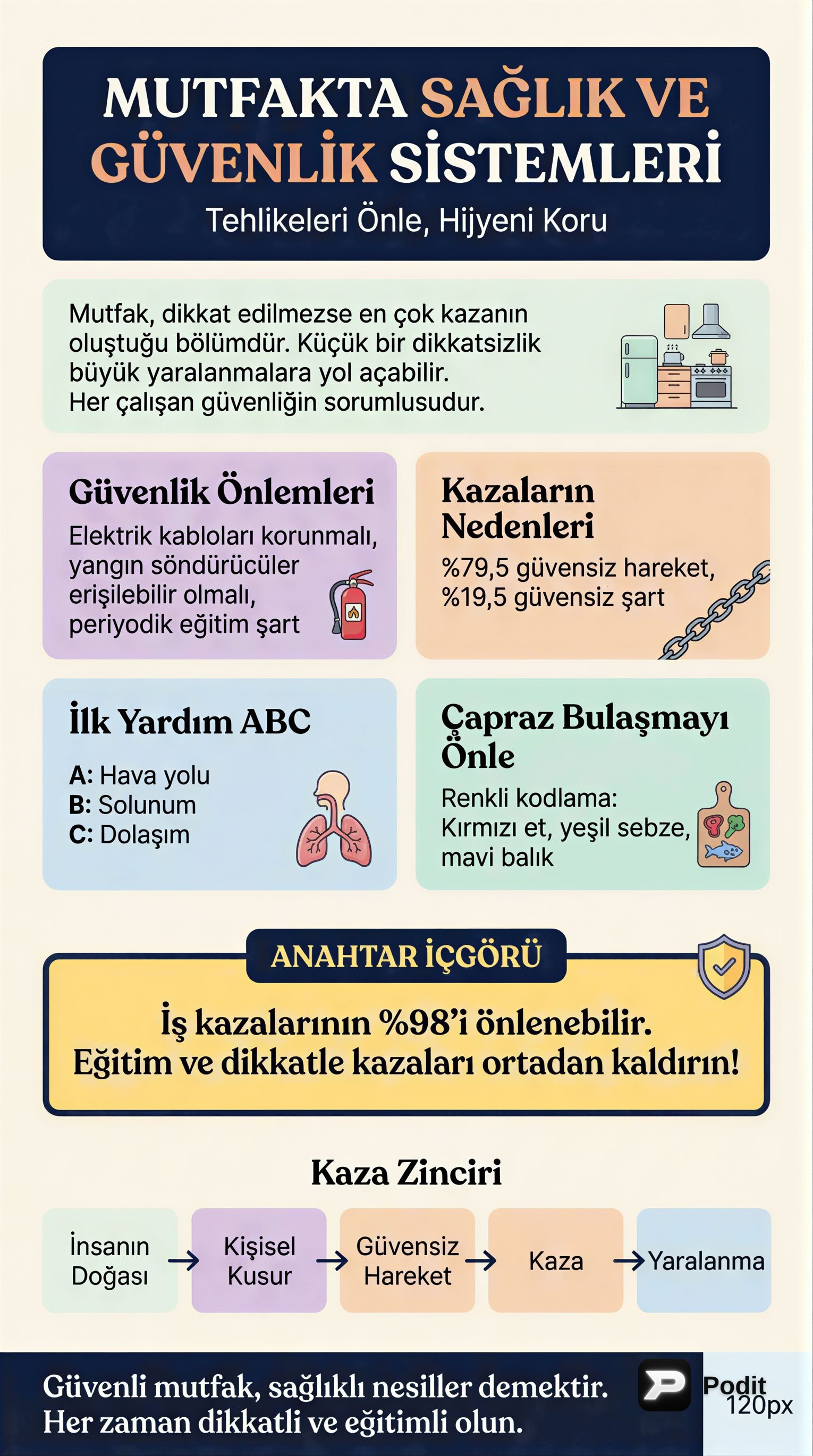 Mutfakta Sağlık ve Güvenlik Sistemleri - görsel özet infografik