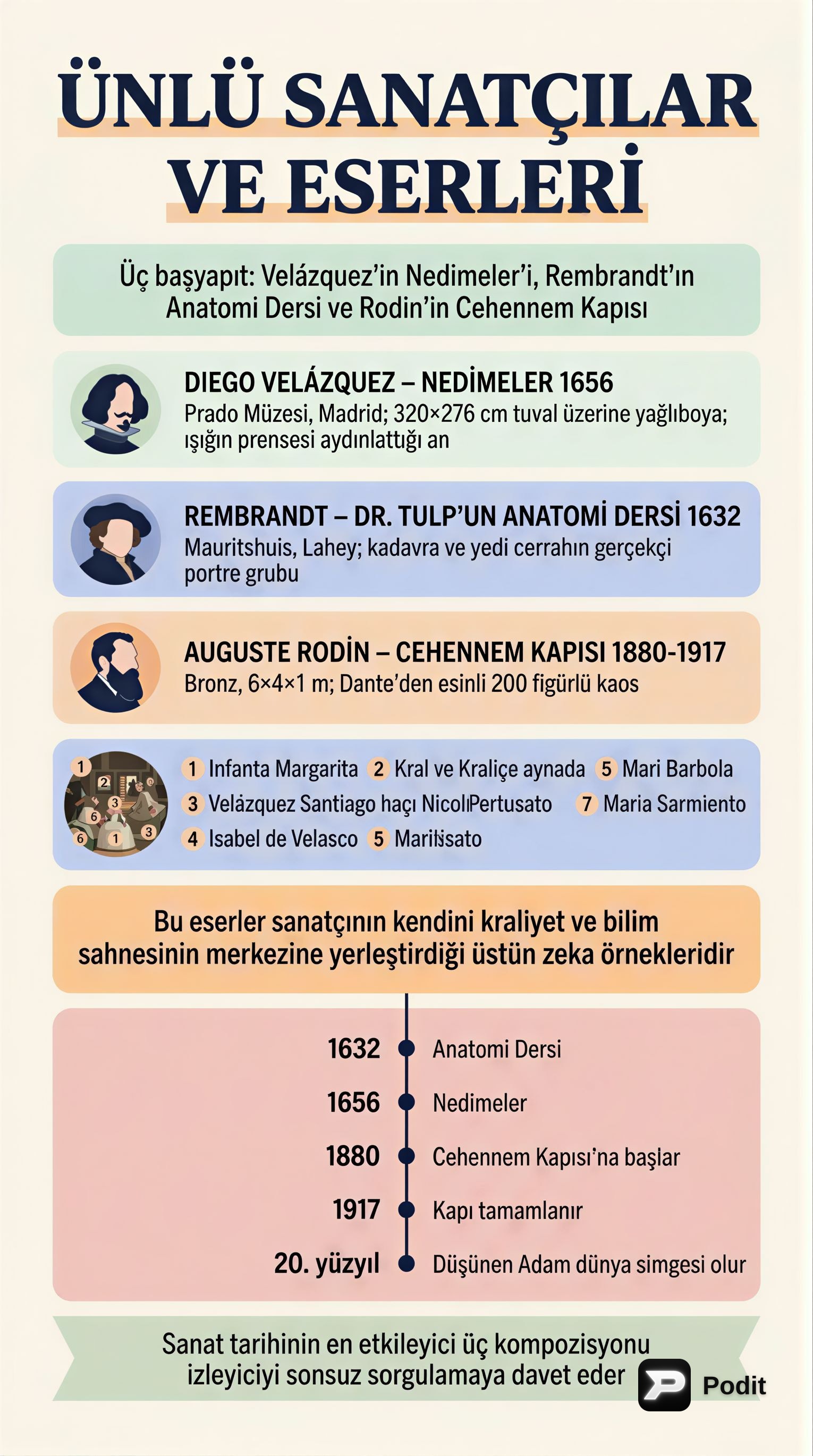 Ünlü Sanatçılar ve Başyapıtları İncelemesi - görsel özet infografik