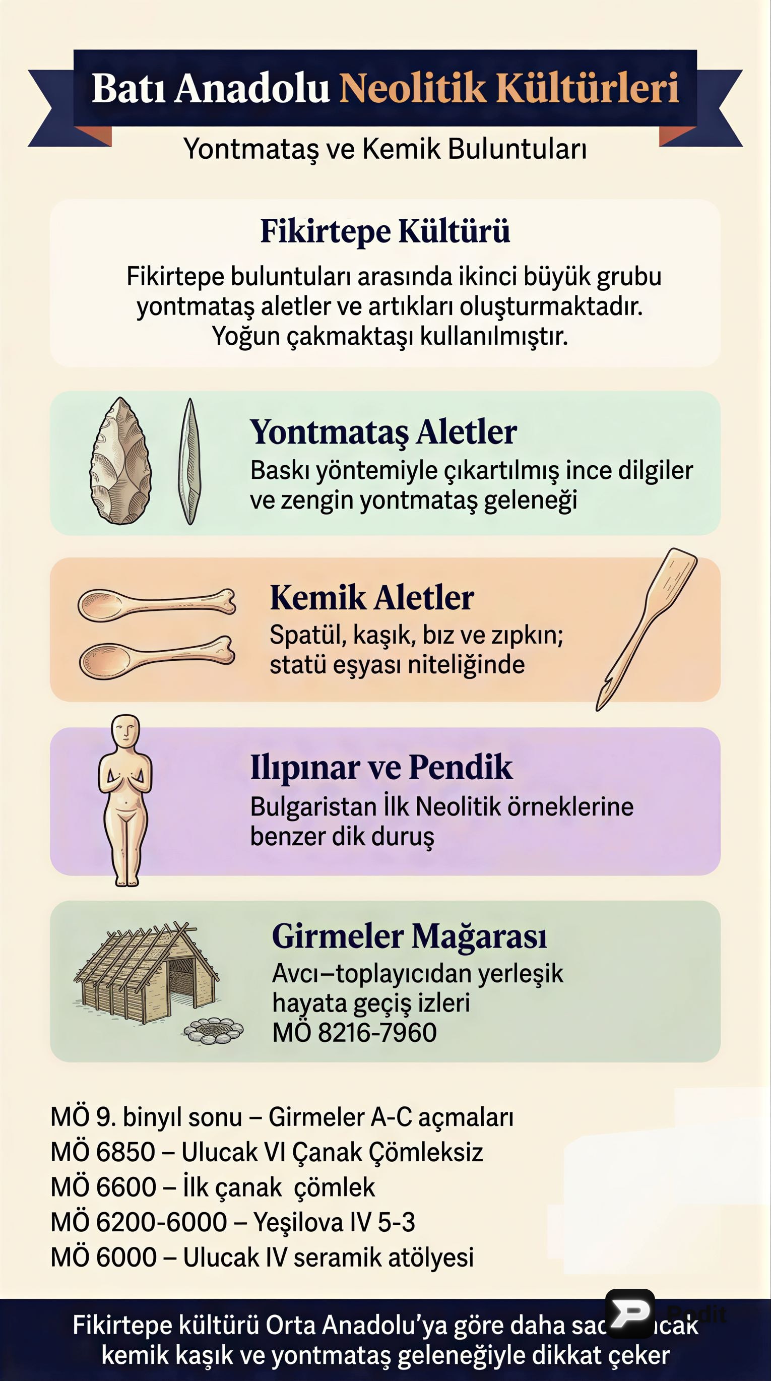 Batı Anadolu Neolitik Kültürleri: Fikirtepe'den Yumuktepe'ye - görsel özet infografik