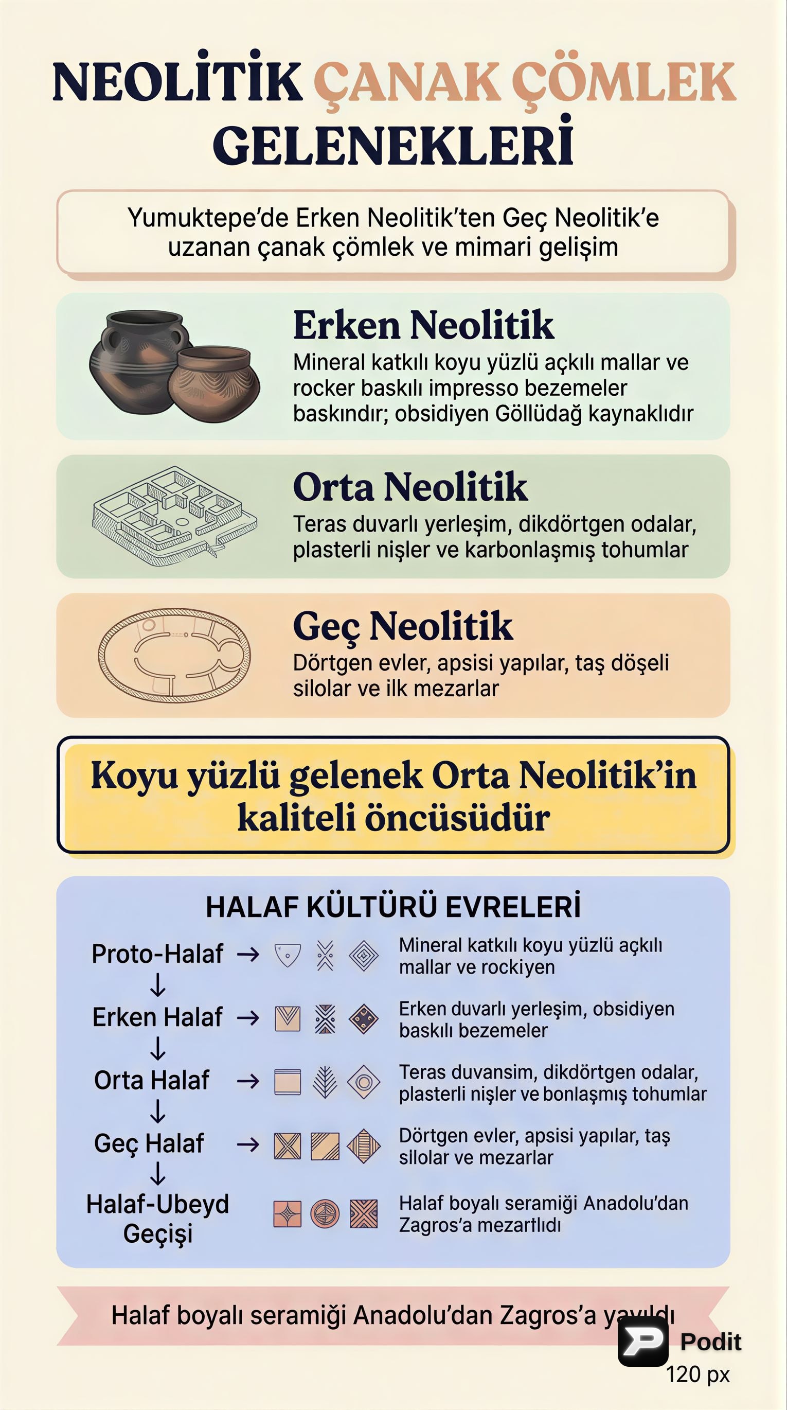 Anadolu ve Mezopotamya'da Neolitik ve Kalkolitik Kültürler - görsel özet infografik