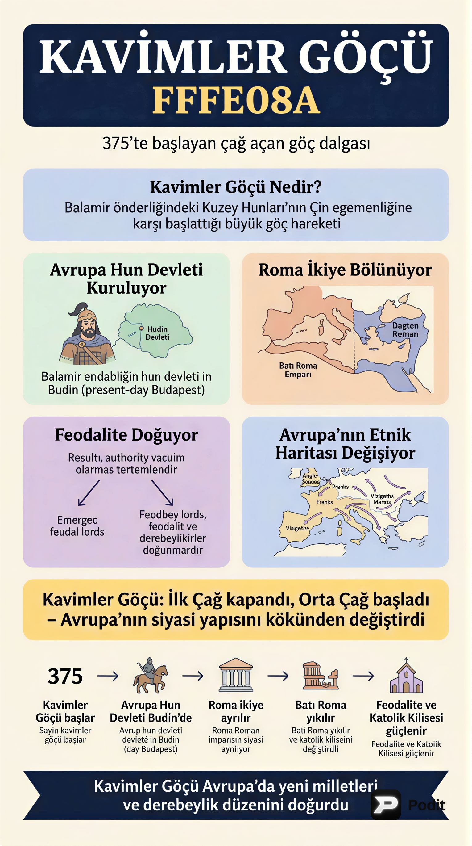 İslamiyet Öncesi Türk Siyasi Tarihi: Hunlar ve Köktürkler - görsel özet infografik