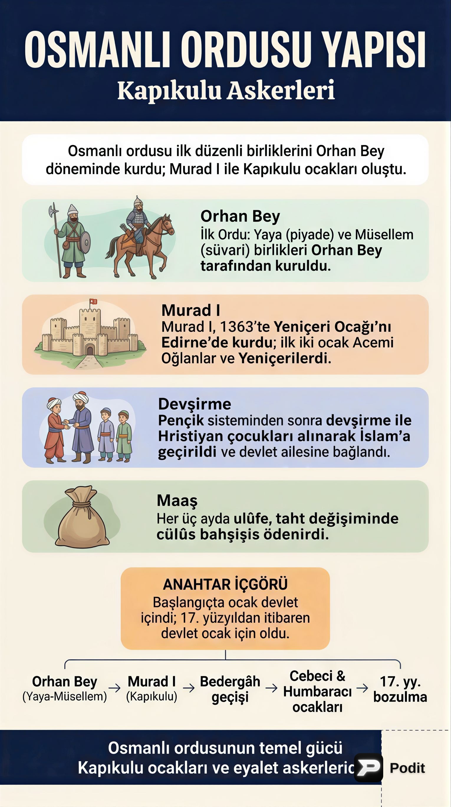 Osmanlı Askeri ve Toprak Yönetimi - görsel özet infografik