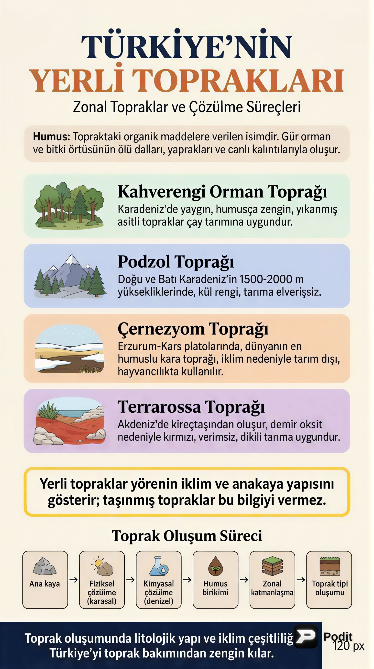 Türkiye Toprak Varlığı ve Oluşum Süreçleri - görsel özet infografik