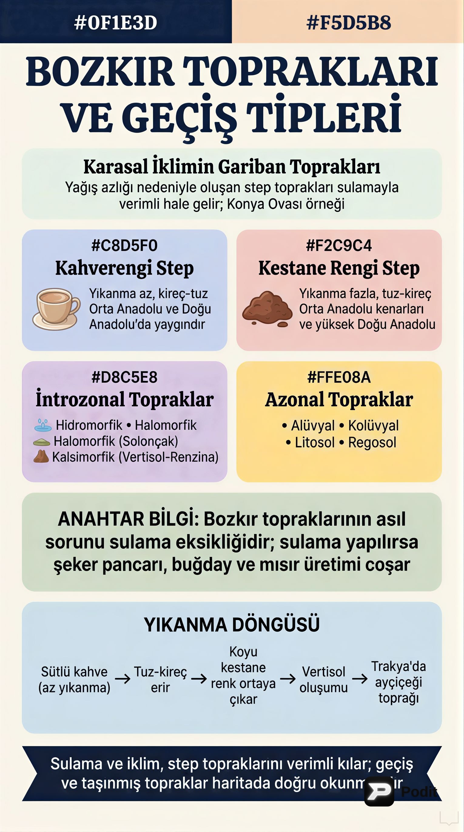 Türkiye'deki Toprak Tipleri ve Özellikleri - görsel özet infografik