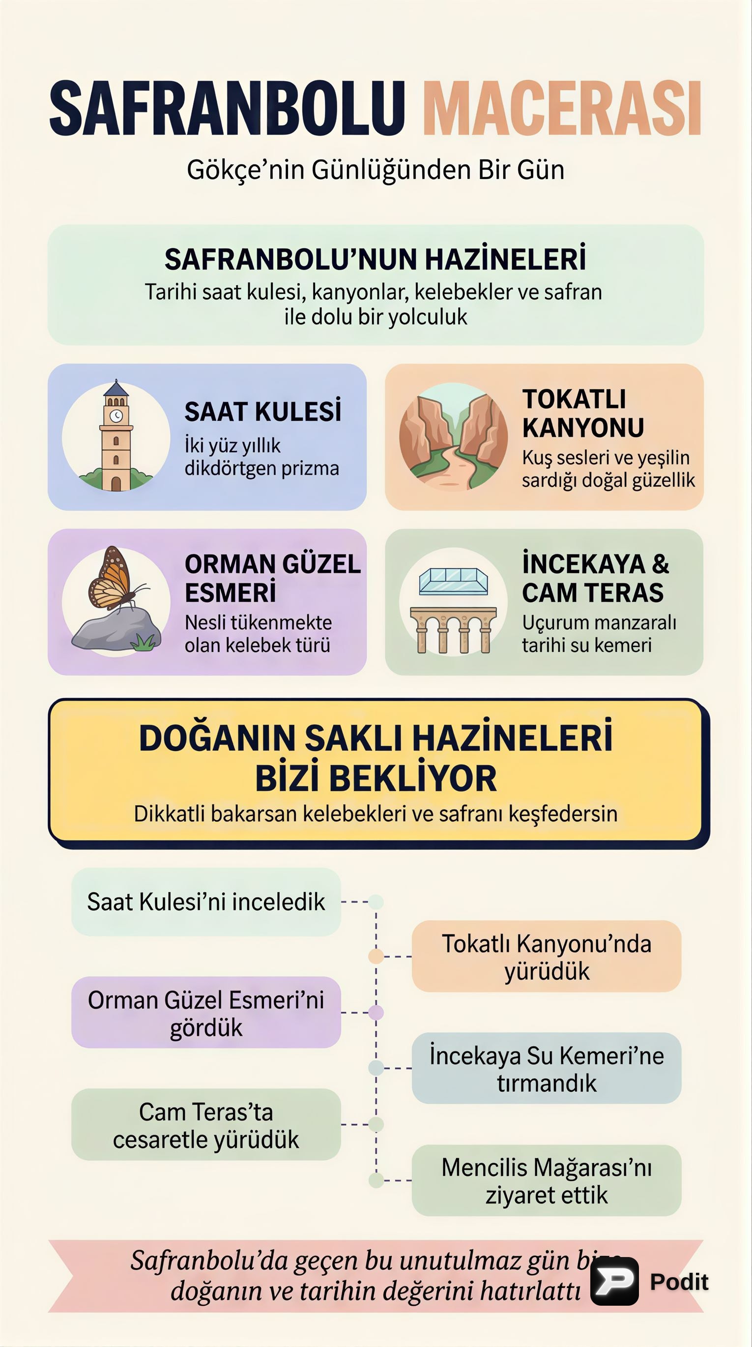 Safranbolu Gezisi: Tarihi ve Doğal Keşifler - görsel özet infografik
