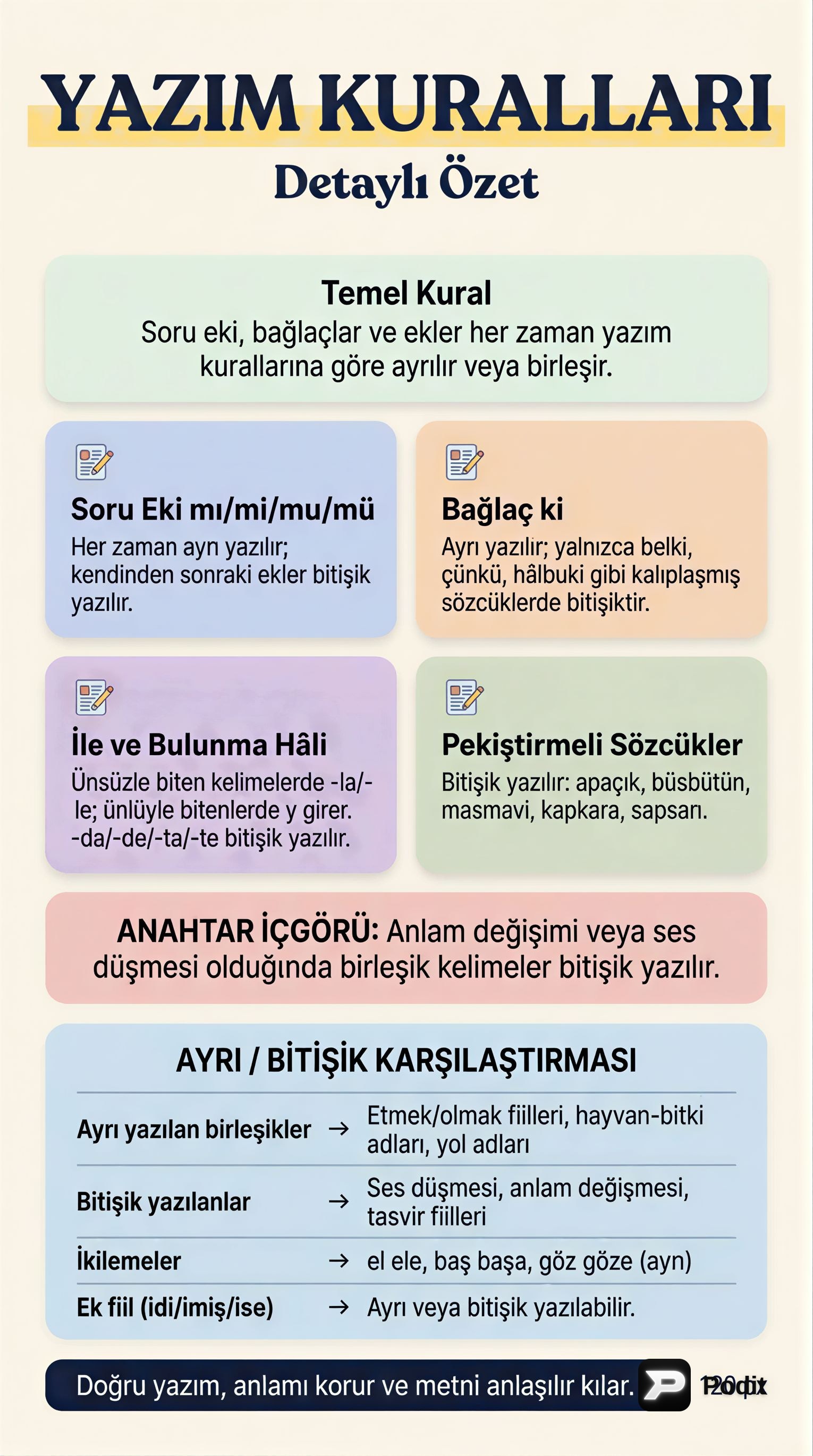 Türkçe Yazım Kuralları, Metin ve Edebi Türler - görsel özet infografik