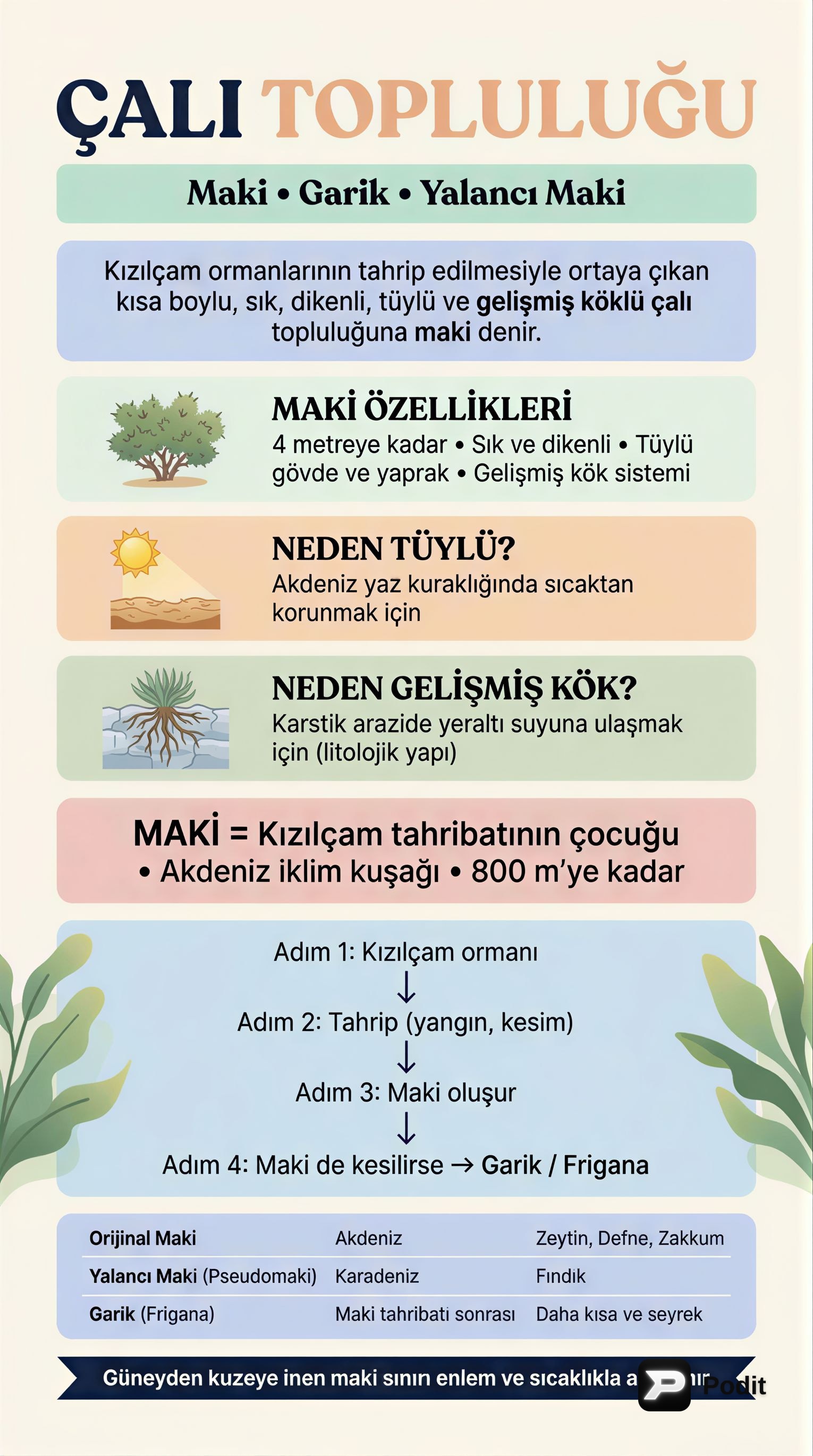 Türkiye'deki Bitki Toplulukları ve Flora Bölgeleri - görsel özet infografik