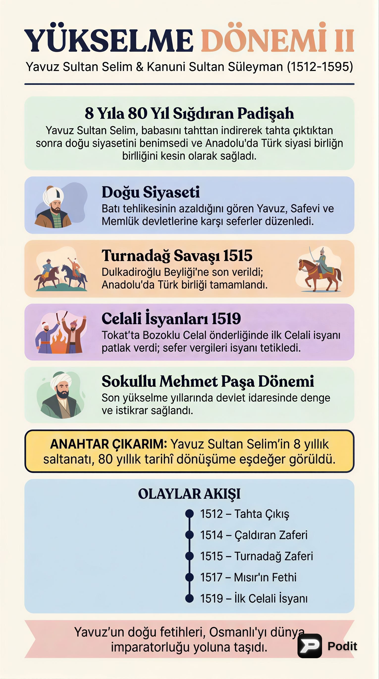 Osmanlı Devleti Yükselme Dönemi (1453-1595) - görsel özet infografik