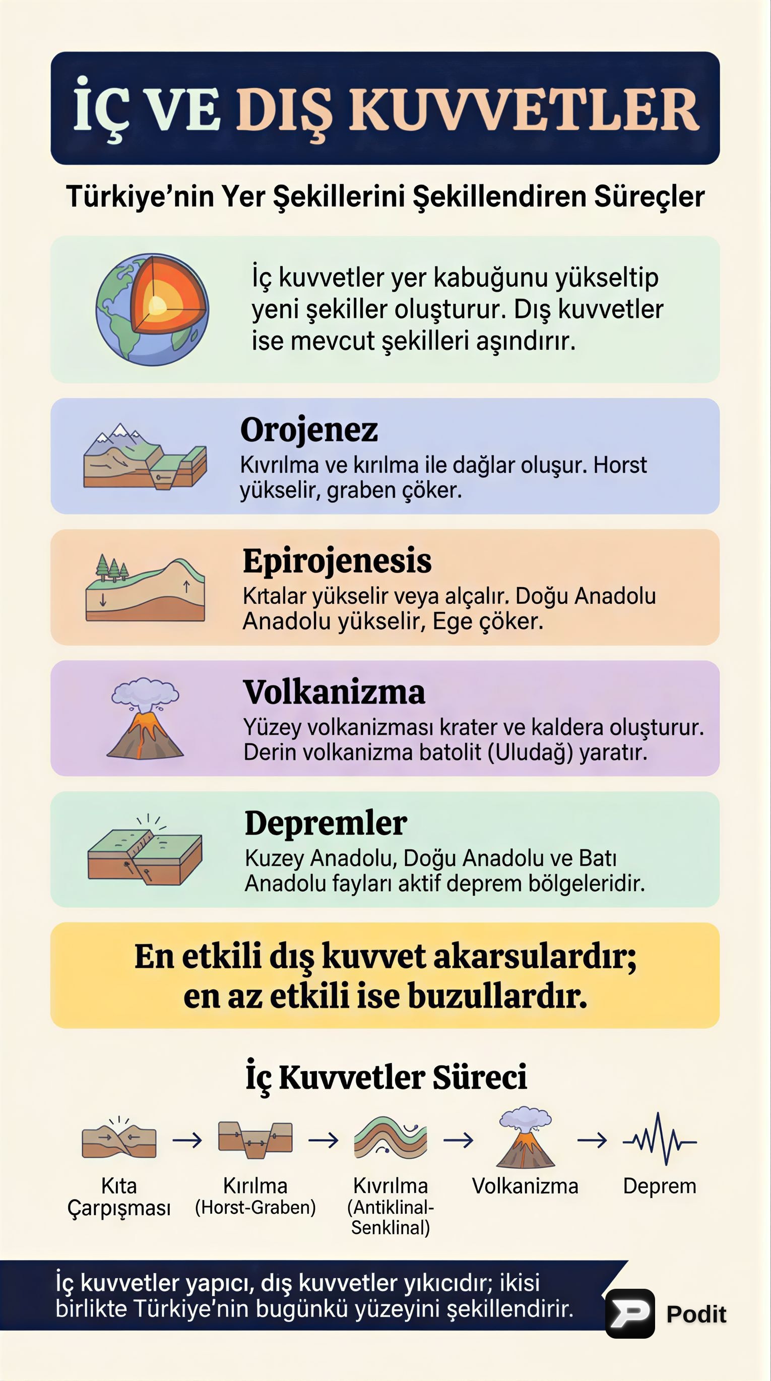 Türkiye'nin Yer Şekilleri ve Oluşum Süreçleri - görsel özet infografik
