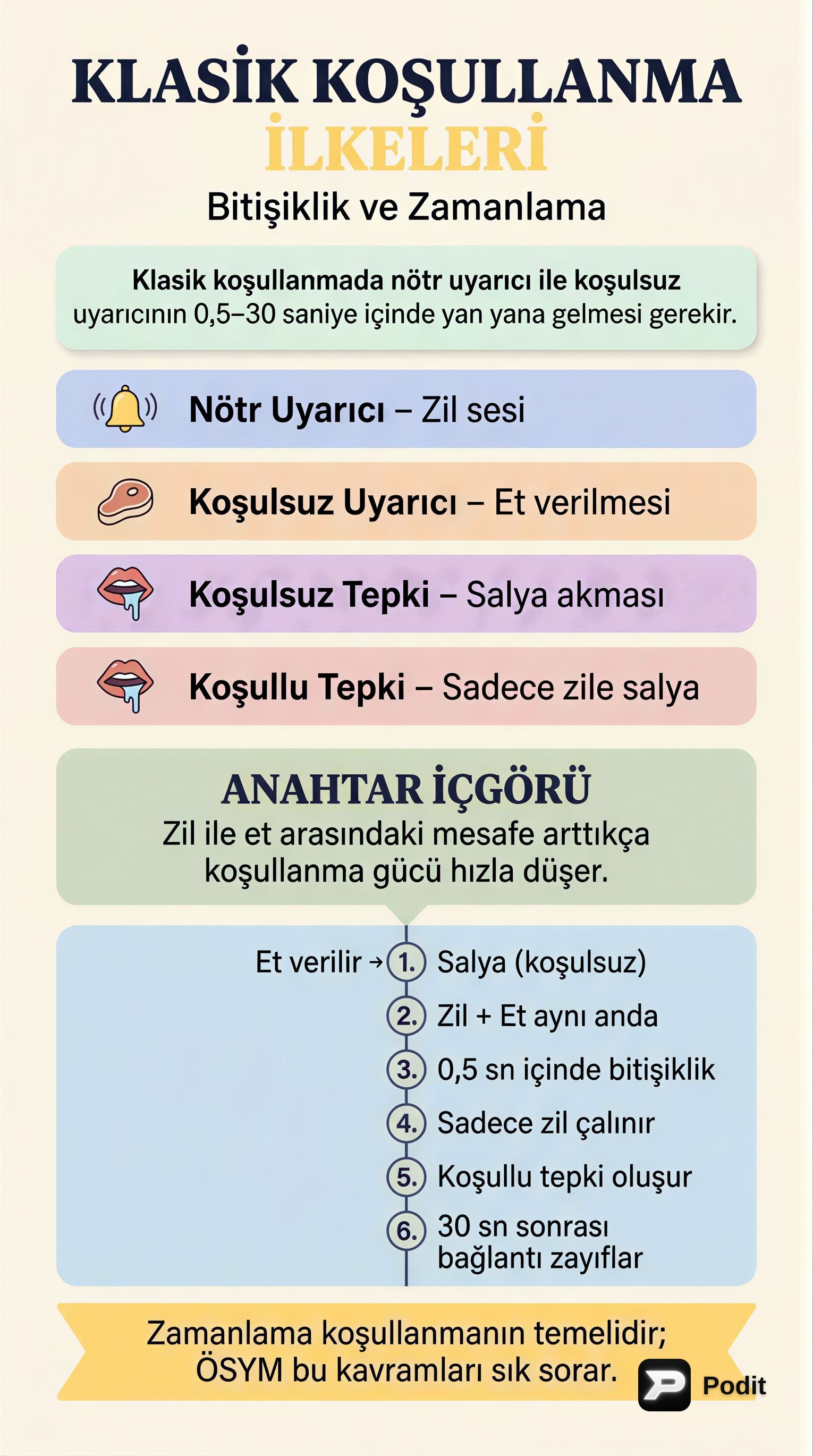 Klasik Koşullanma İlkeleri: Kapsamlı Bir Analiz - görsel özet infografik