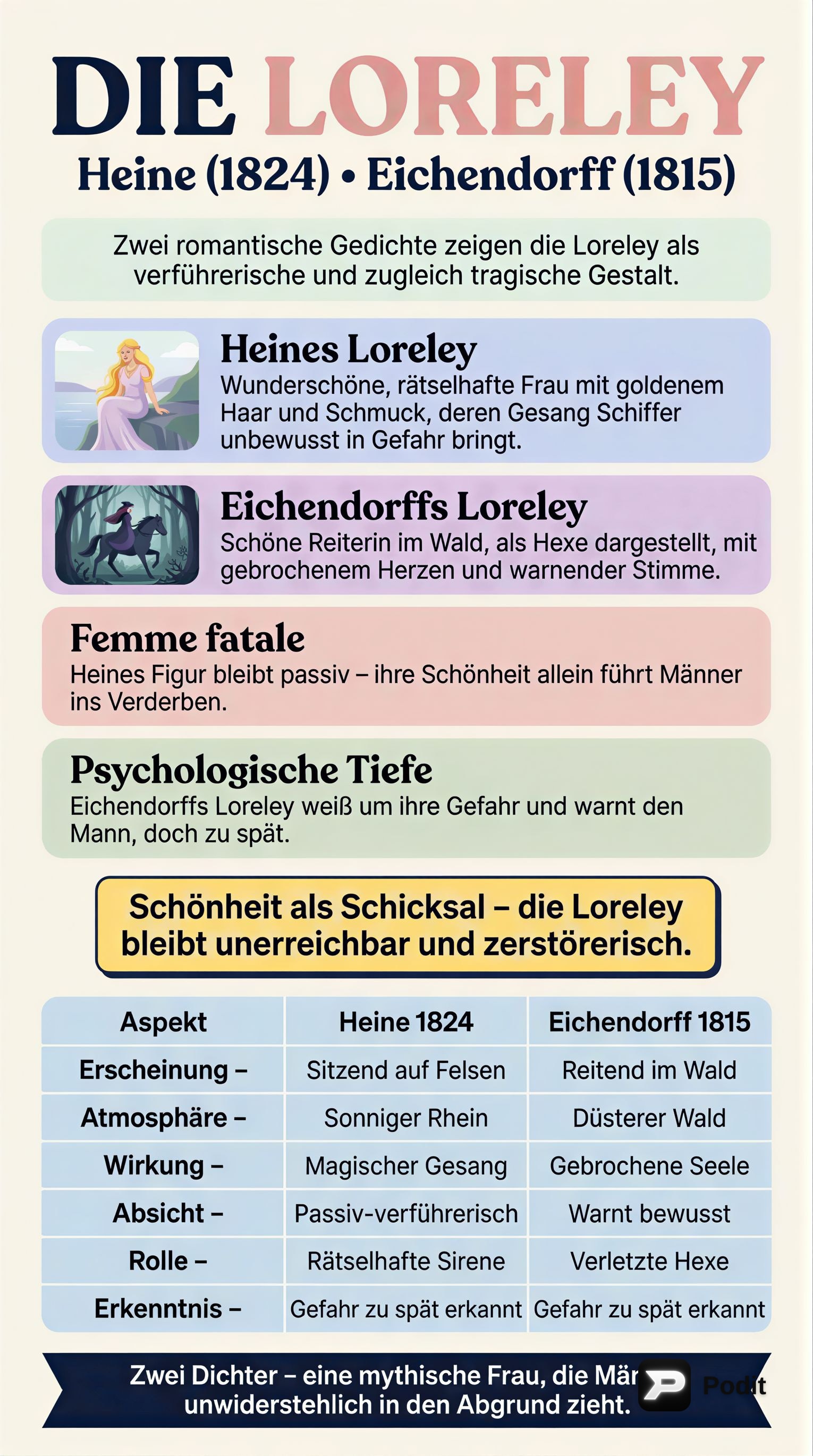 Die Loreley in Heine und Eichendorff: Ein Vergleich - görsel özet infografik