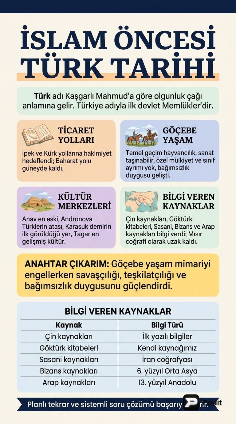 İlk Türk Devletleri ve Kültürel Mirasları - görsel özet infografik