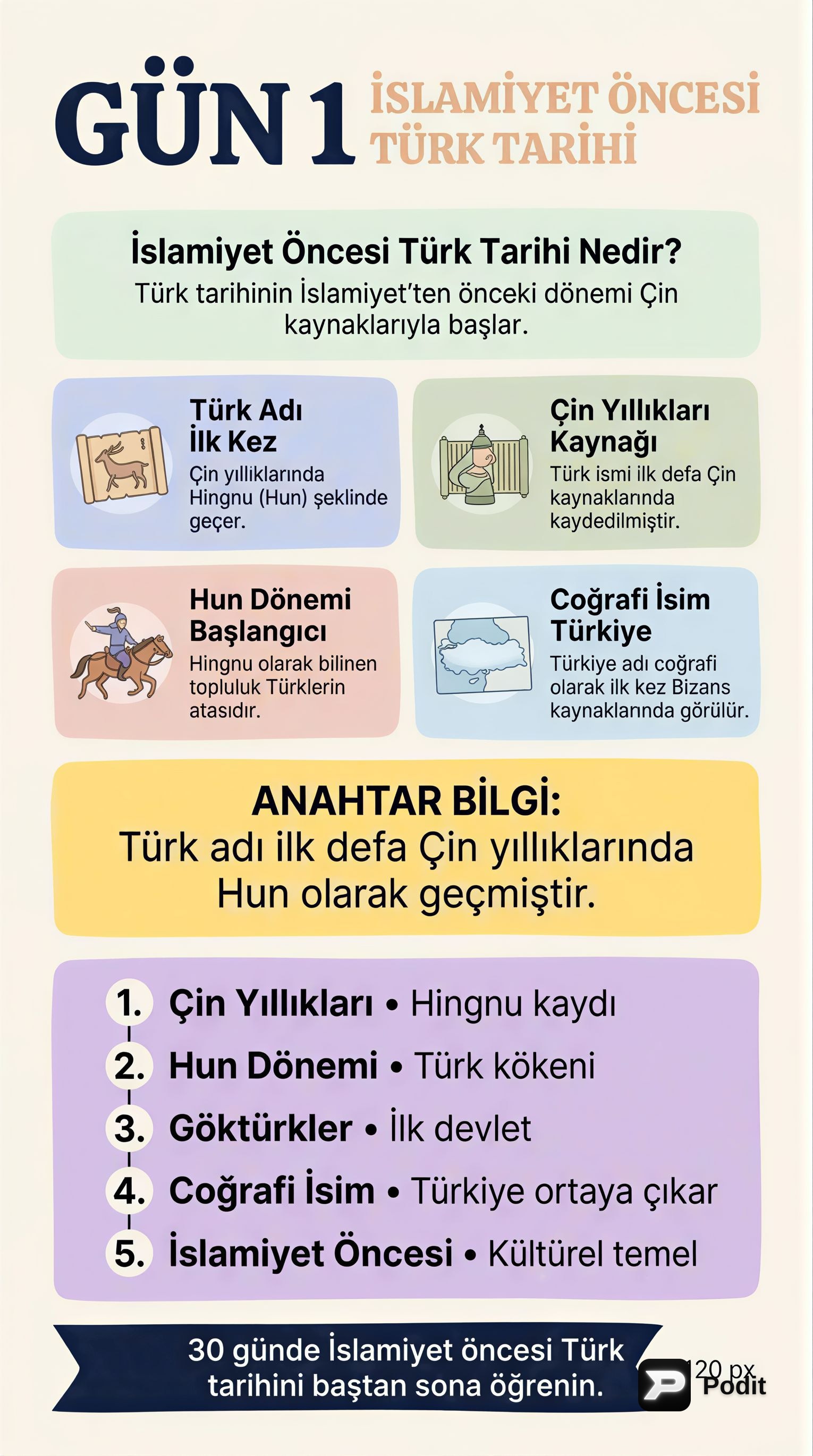 İslamiyet Öncesi Türk Tarihi: Kökenler ve Devletler - görsel özet infografik