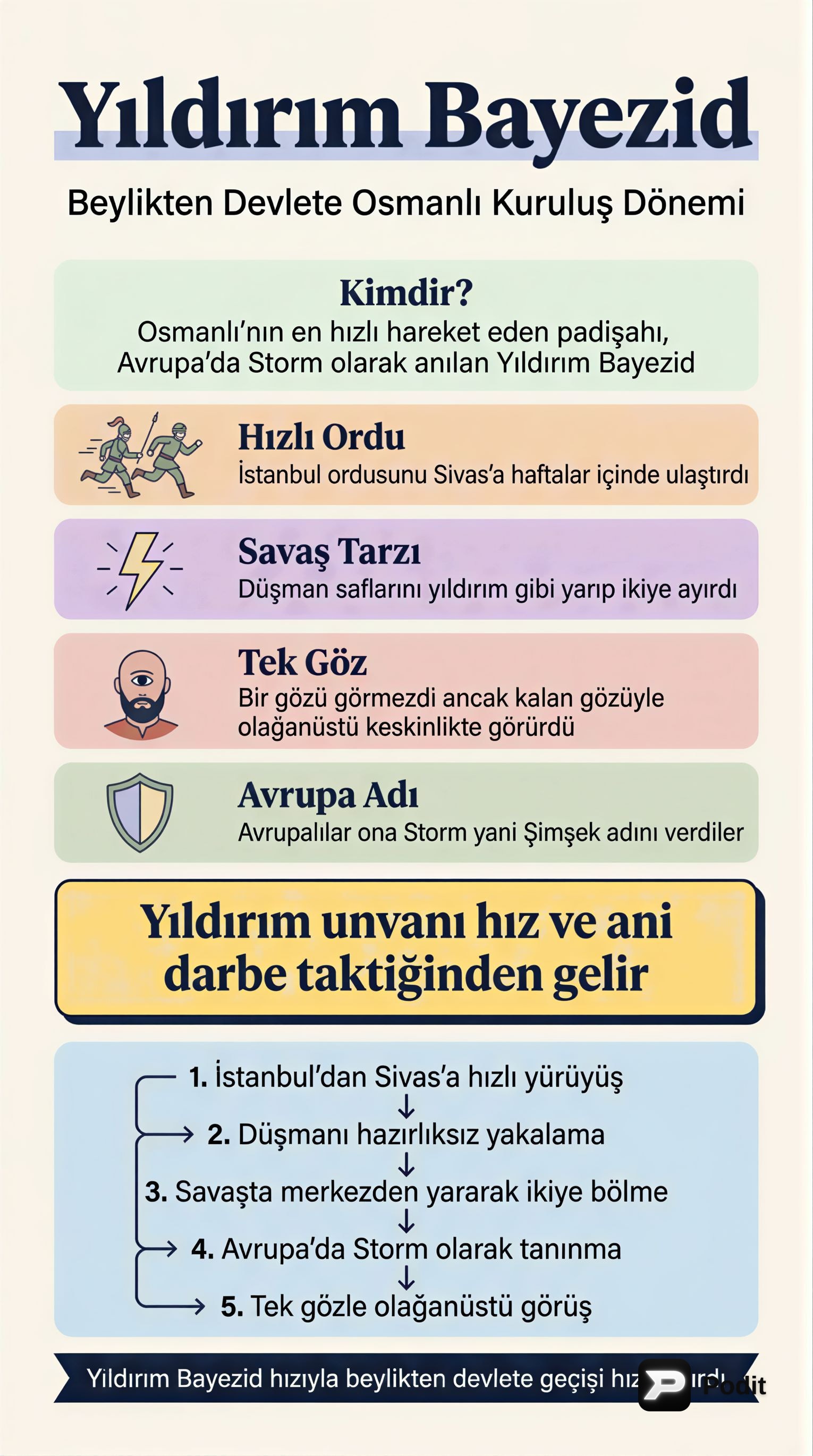 Beylikten Devlete Osmanlı: Yıldırım Bayezid Dönemi - görsel özet infografik