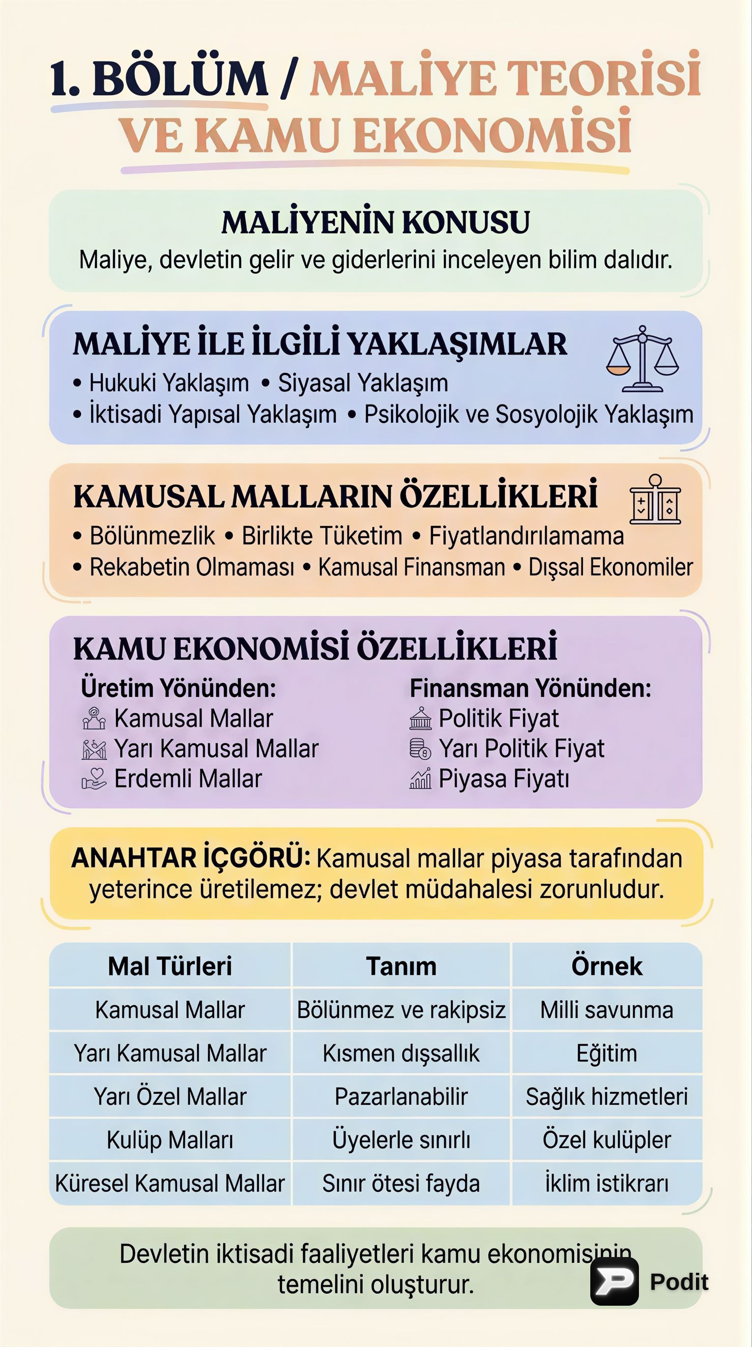 Maliye Teorisi ve Kamu Ekonomisi Temelleri - görsel özet infografik