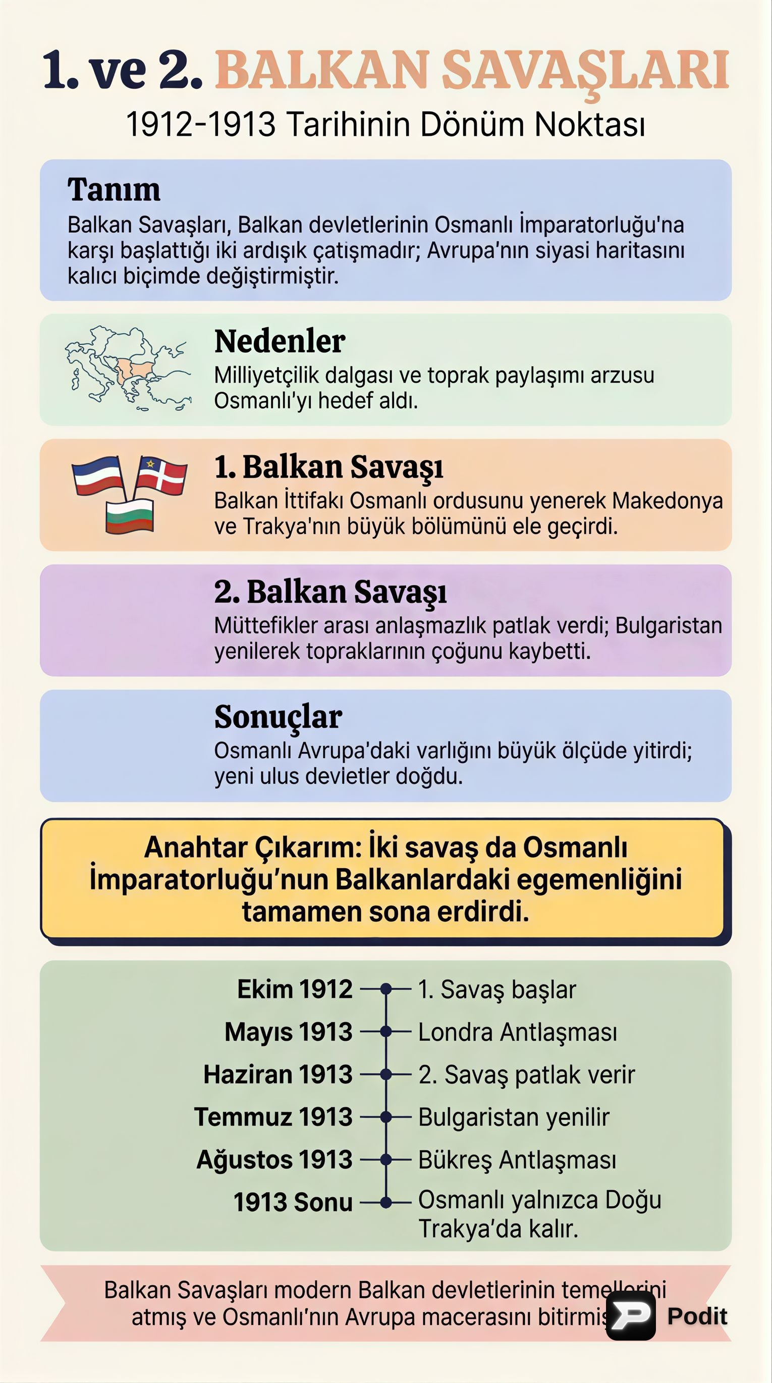 İkinci Balkan Savaşı: Nedenleri ve Sonuçları - görsel özet infografik