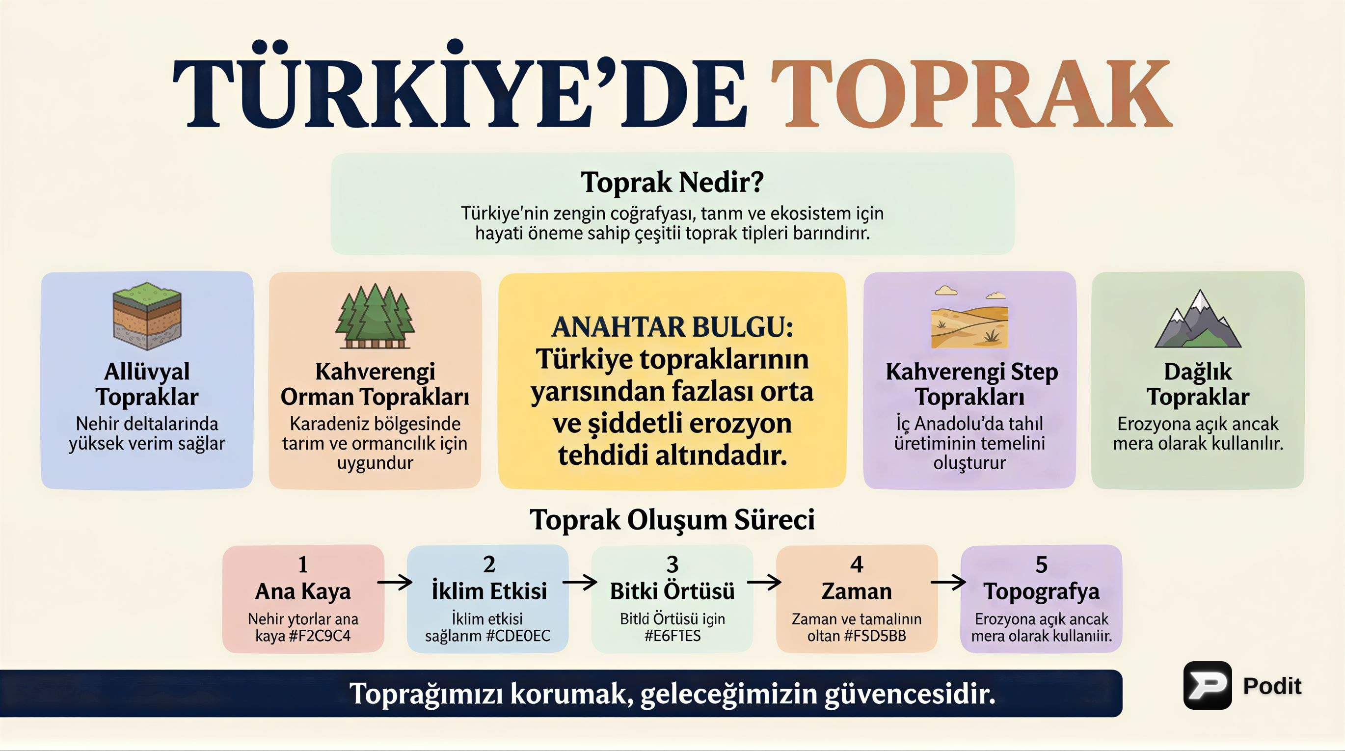 Türkiye'de Toprak Konusu: Sorunlar ve Çözümler - görsel özet infografik