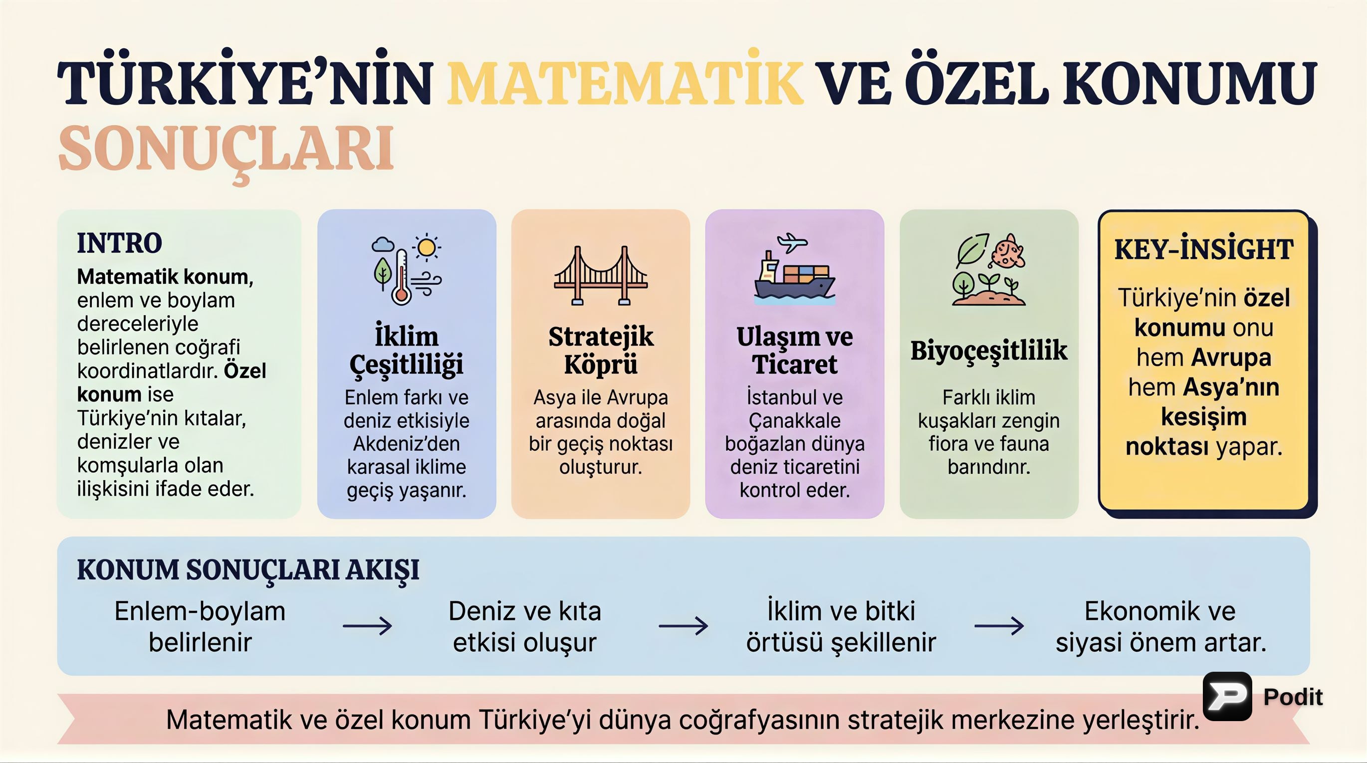 Türkiye'nin Matematik ve Özel Konumu (KPSS Coğrafya) - görsel özet infografik