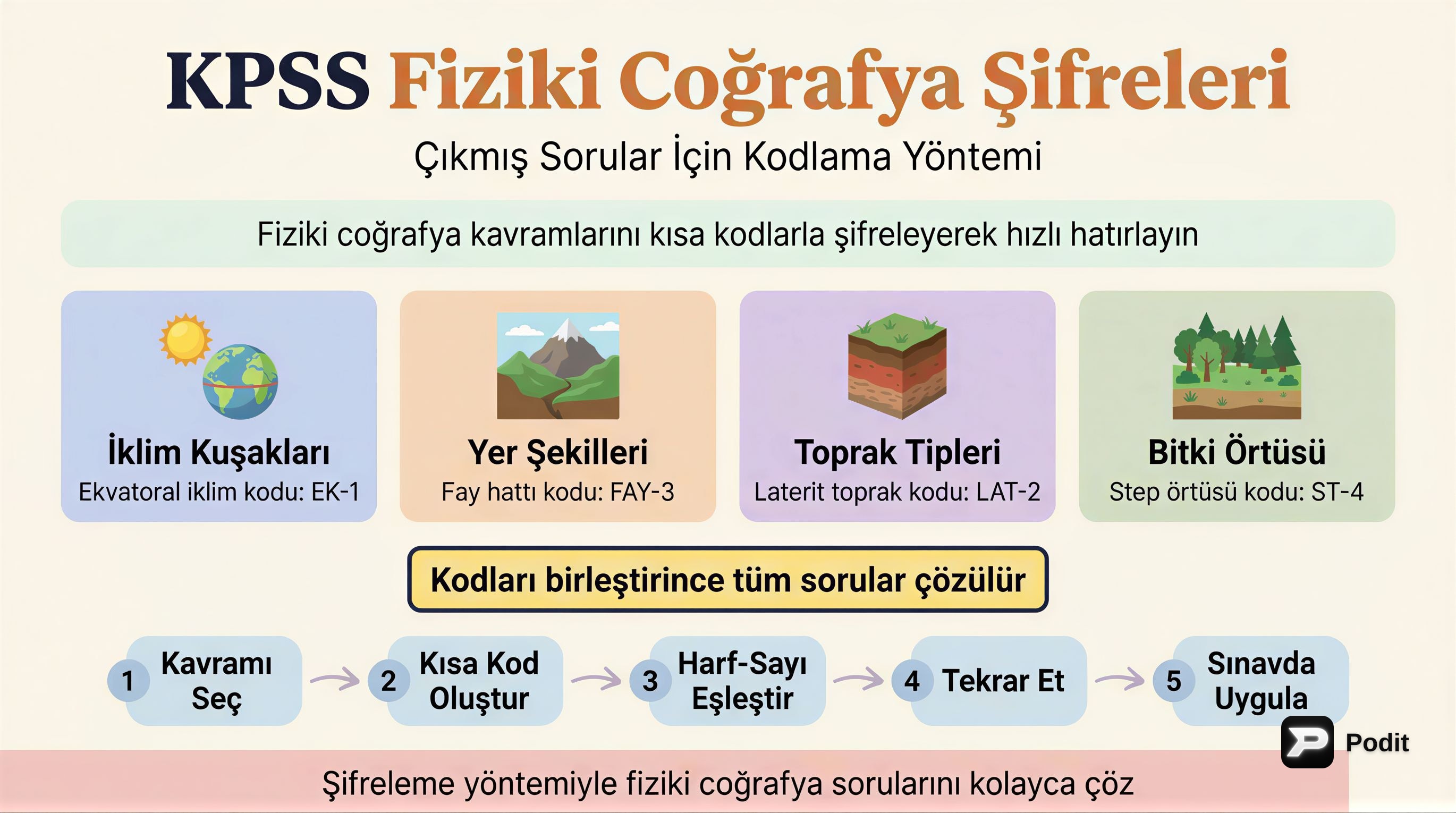 KPSS Fiziki Coğrafya: Soru Analizi ve Kodlama Teknikleri - görsel özet infografik
