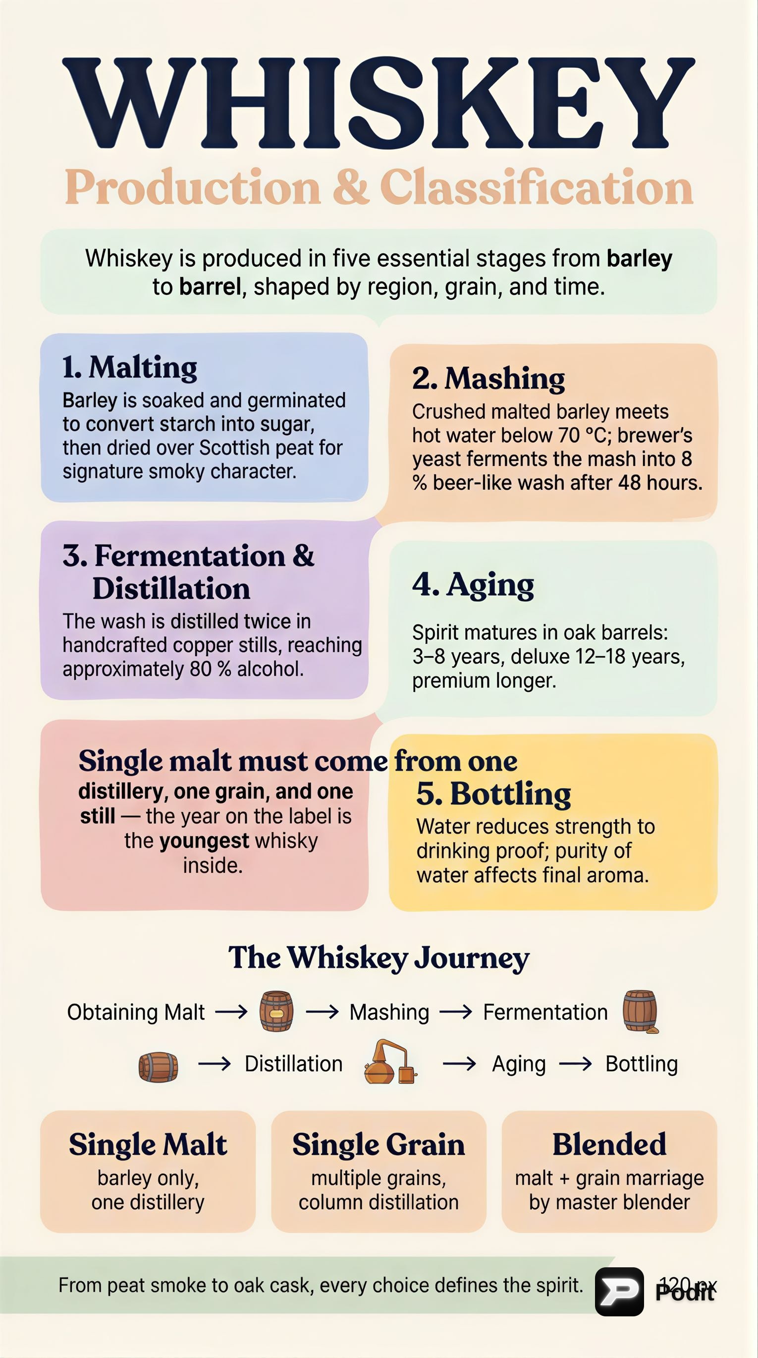 Whiskey Production and Classification - görsel özet infografik