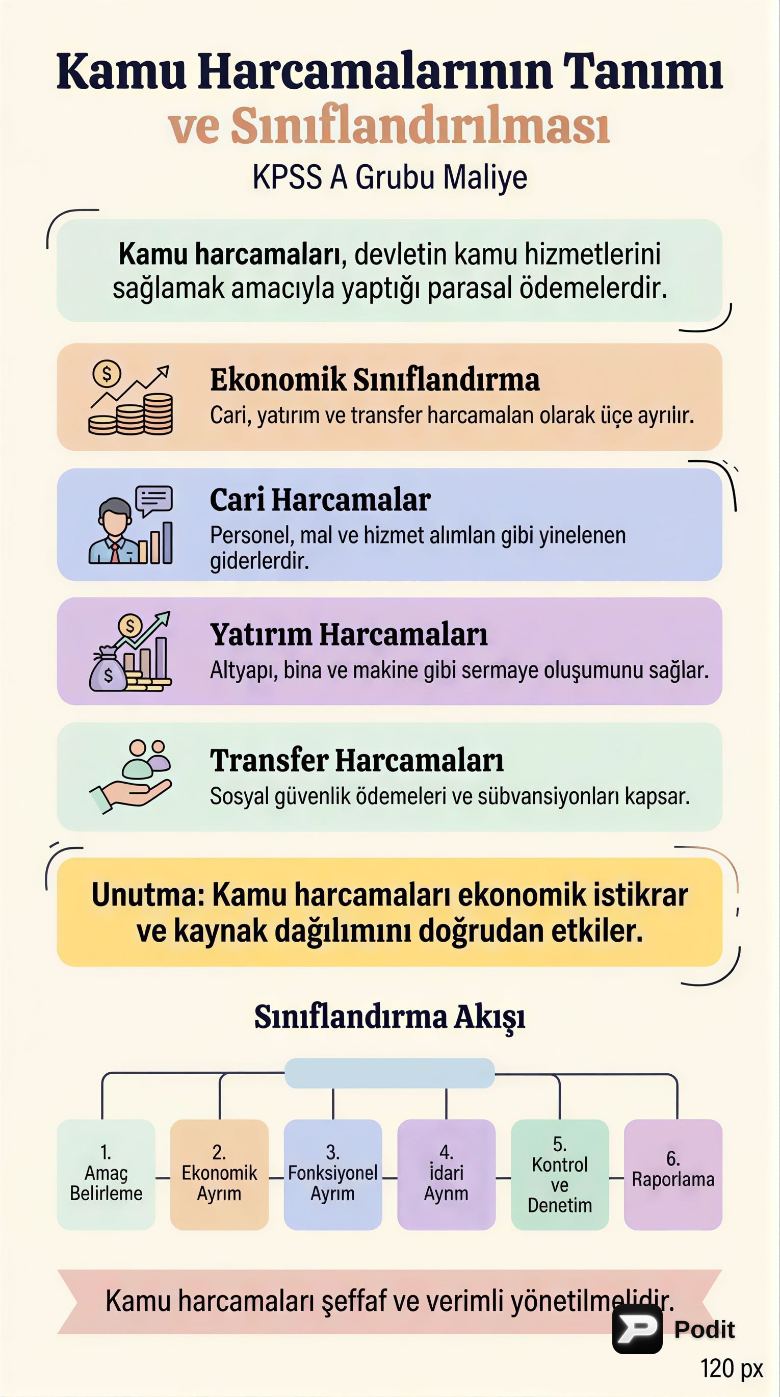 Kamu Harcamaları: Tanım ve Sınıflandırma - görsel özet infografik