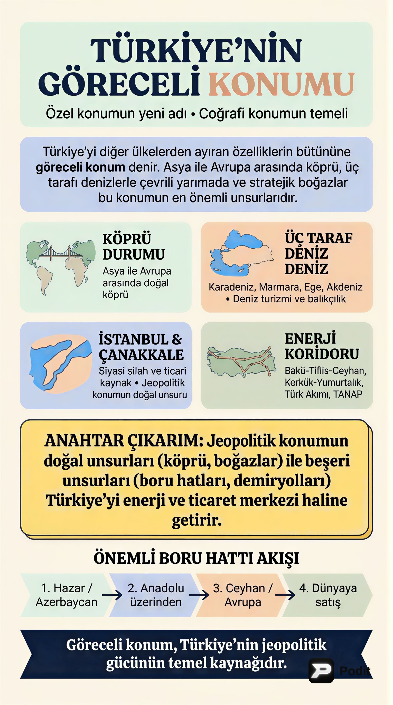 Türkiye'nin Göreceli Konumu ve Jeopolitik Önemi - görsel özet infografik