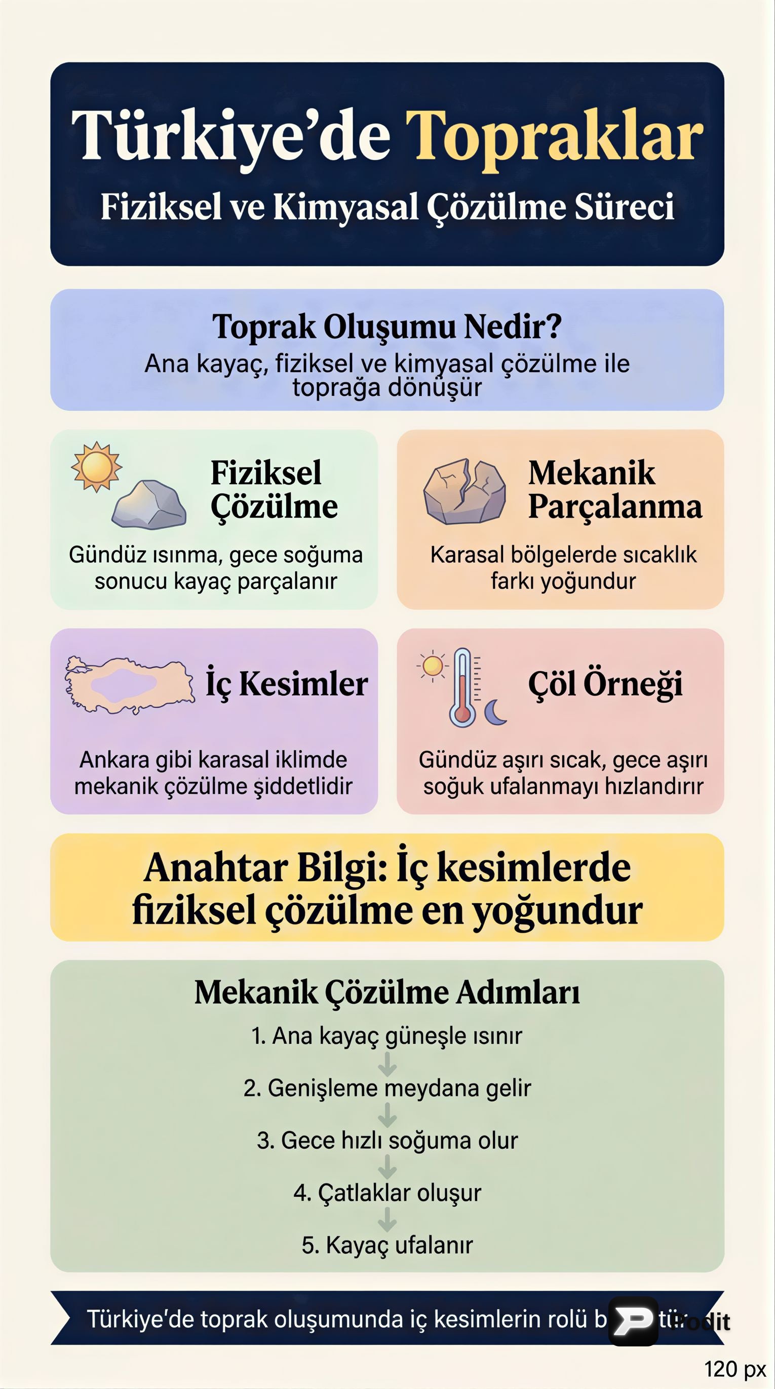 Türkiye'de Toprak Tipleri ve Özellikleri - görsel özet infografik