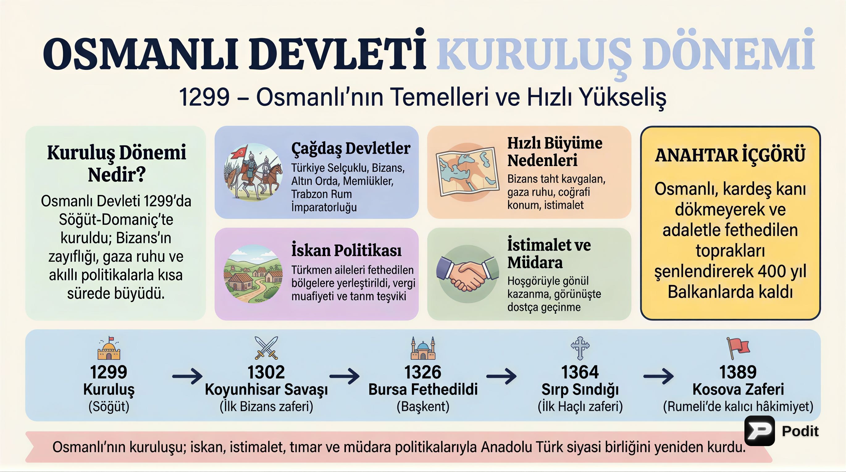 Osmanlı Devleti Kuruluş Dönemi: Temeller ve Gelişmeler - görsel özet infografik