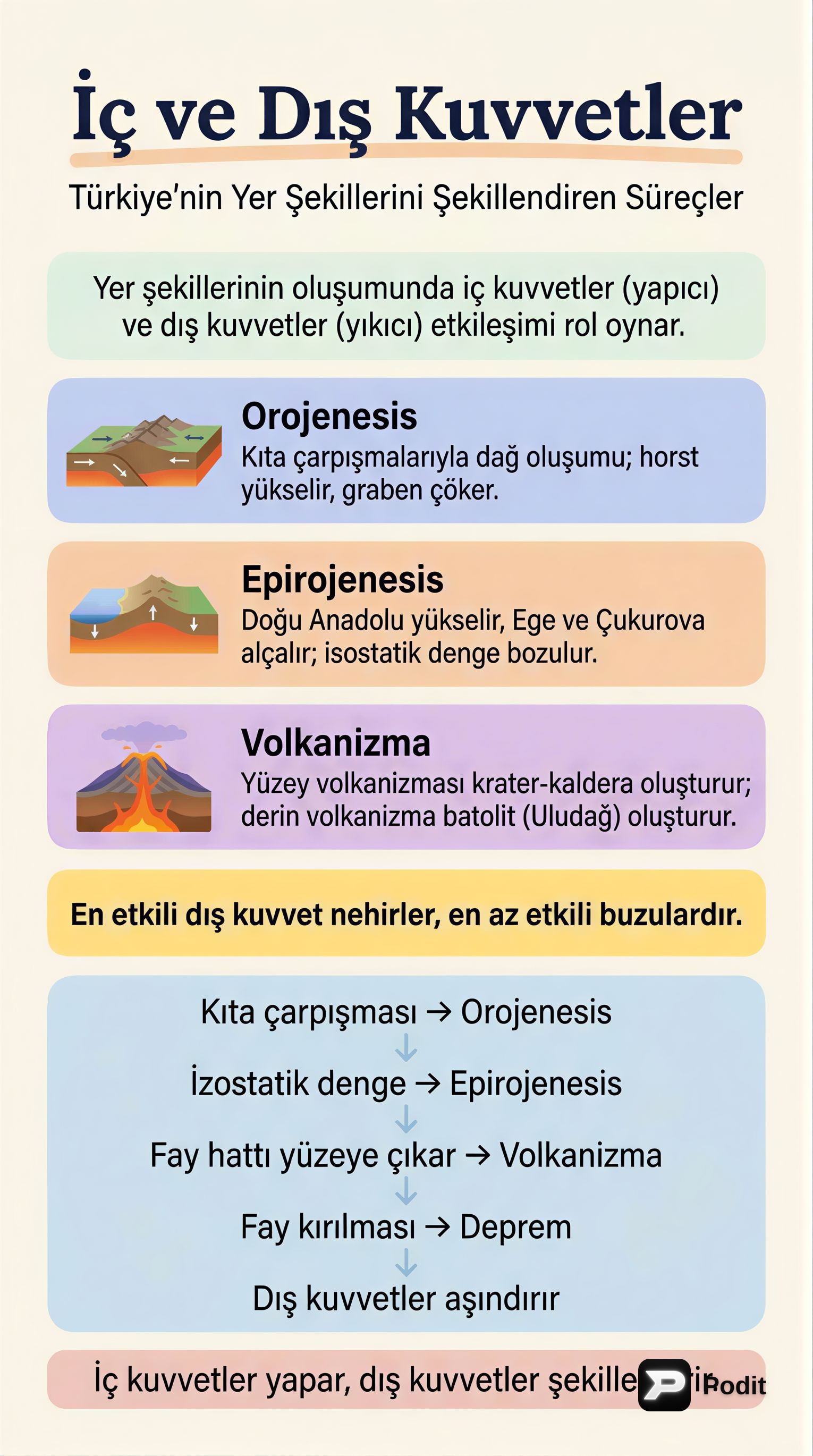 Türkiye'nin Yer Şekilleri ve Oluşum Süreçleri - görsel özet infografik