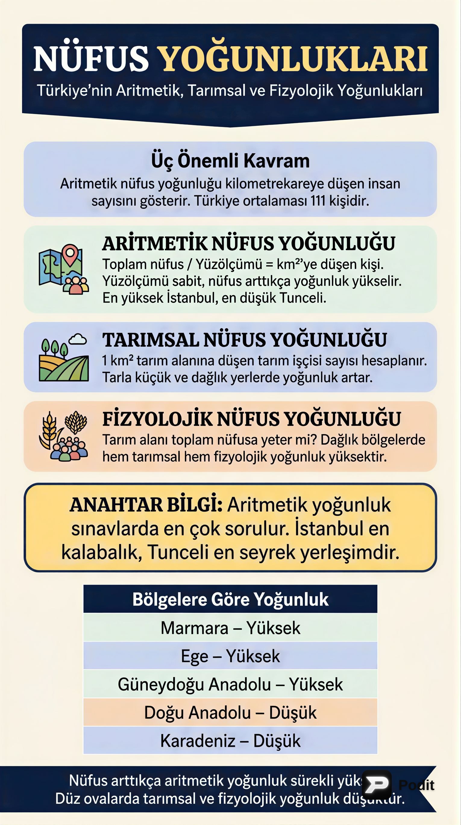 Türkiye Nüfusunun Detaylı Analizi: Yoğunluklar ve Yapısal Özellikler - görsel özet infografik