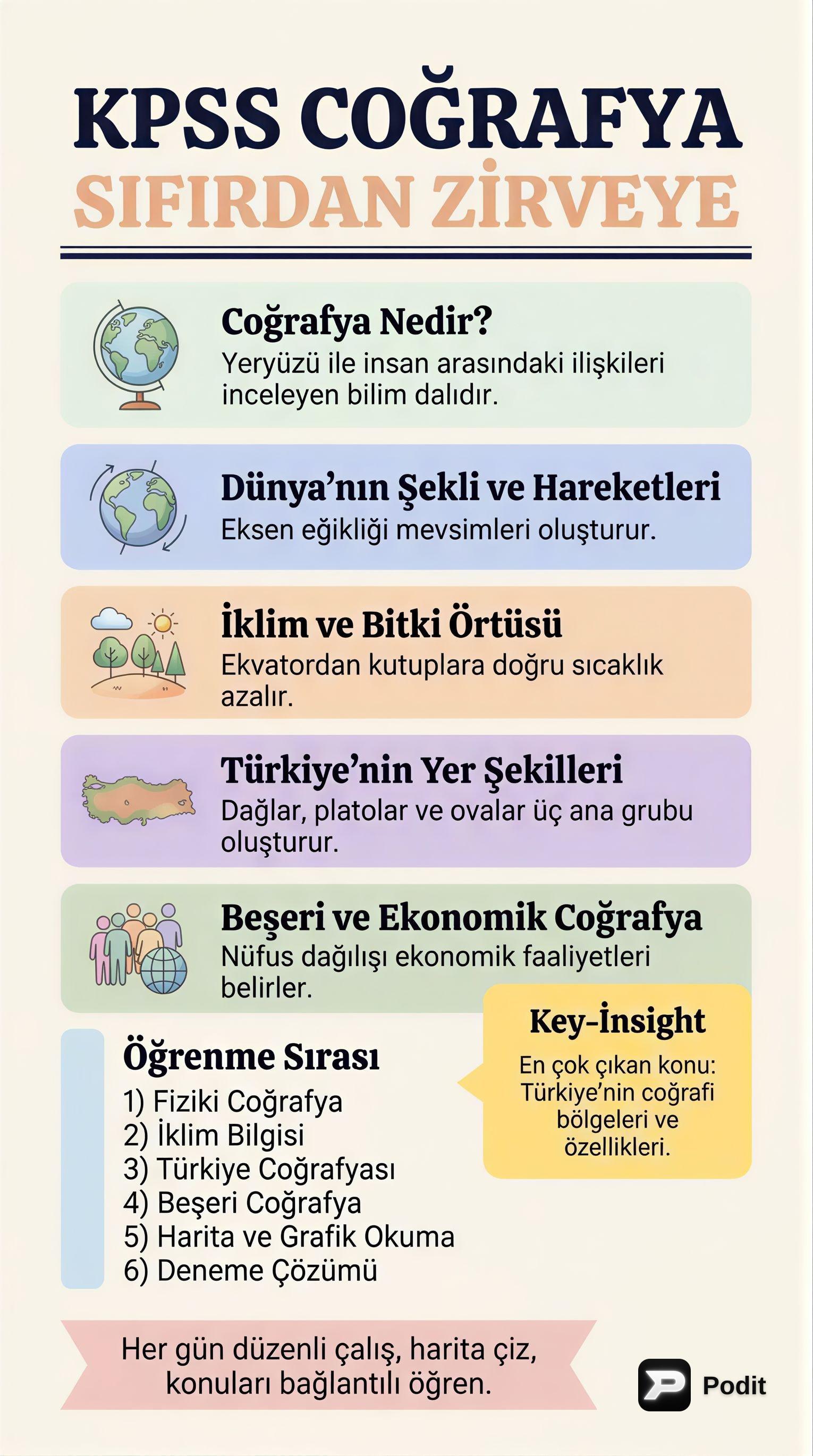 KPSS Lisans Coğrafya Konuları Detaylı Özeti - görsel özet infografik