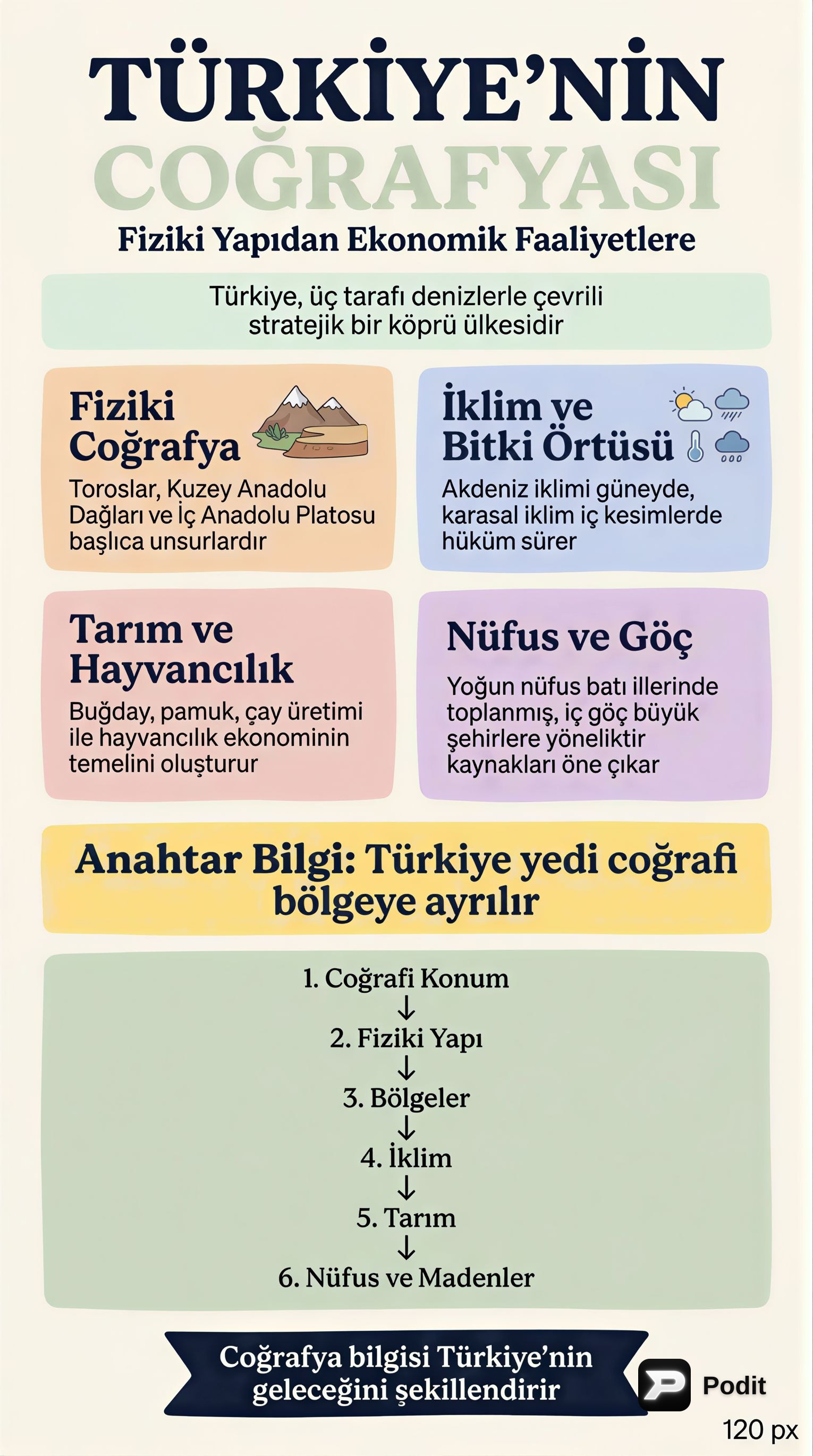 Türkiye Coğrafyası: Fiziki ve Beşeri Özellikler - görsel özet infografik