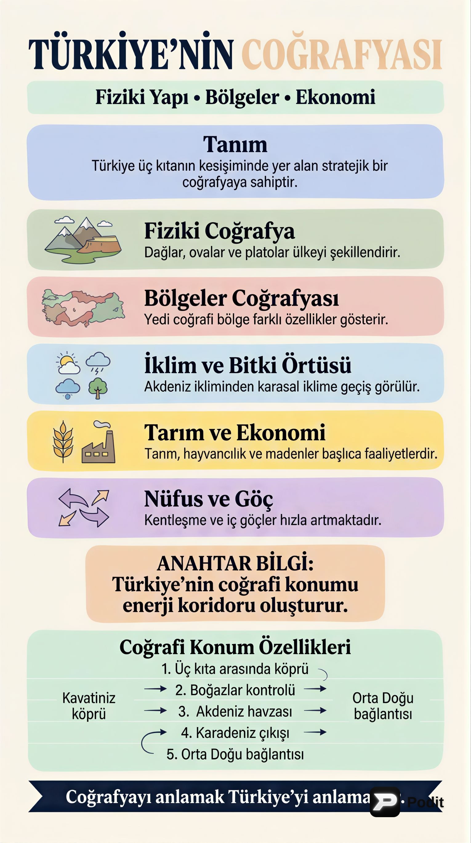 Türkiye Coğrafyasına Kapsamlı Bir Bakış - görsel özet infografik