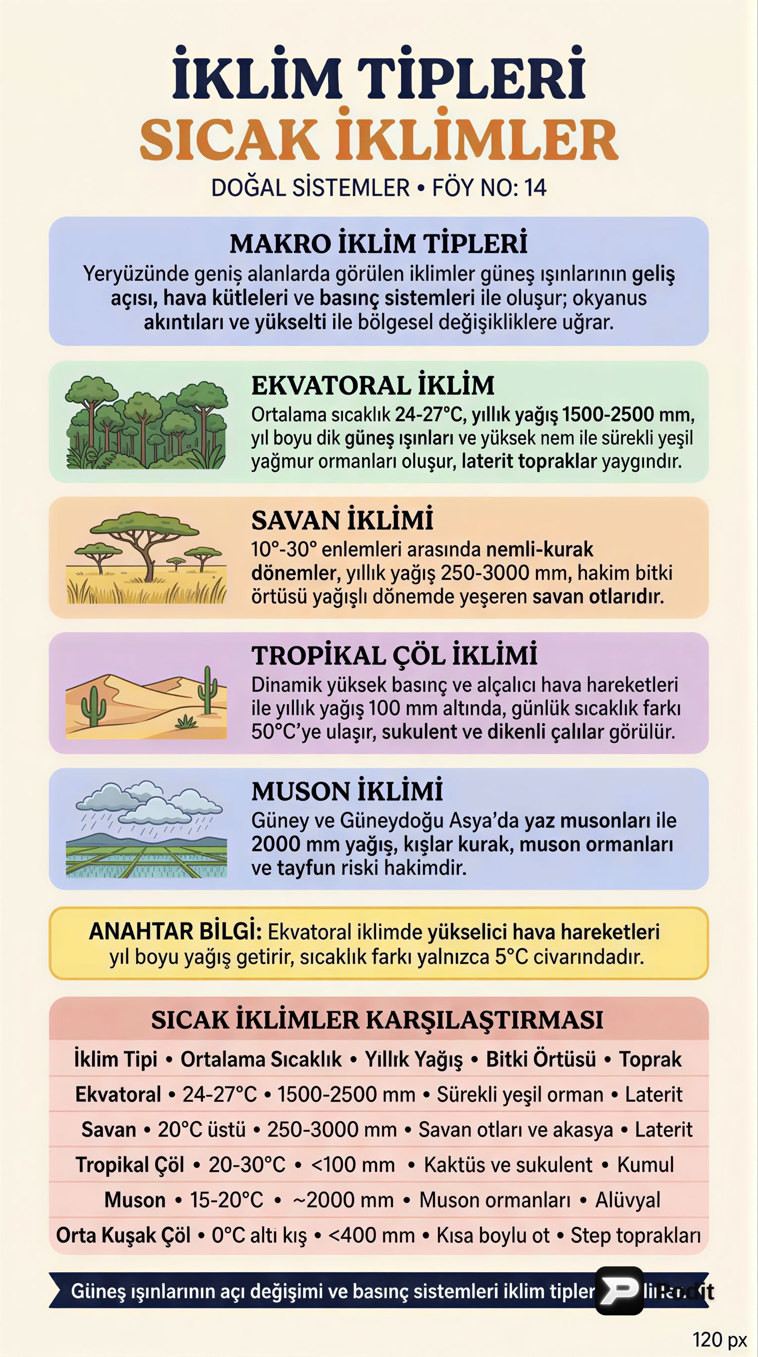 Dünya İklim Tipleri ve Özellikleri - görsel özet infografik