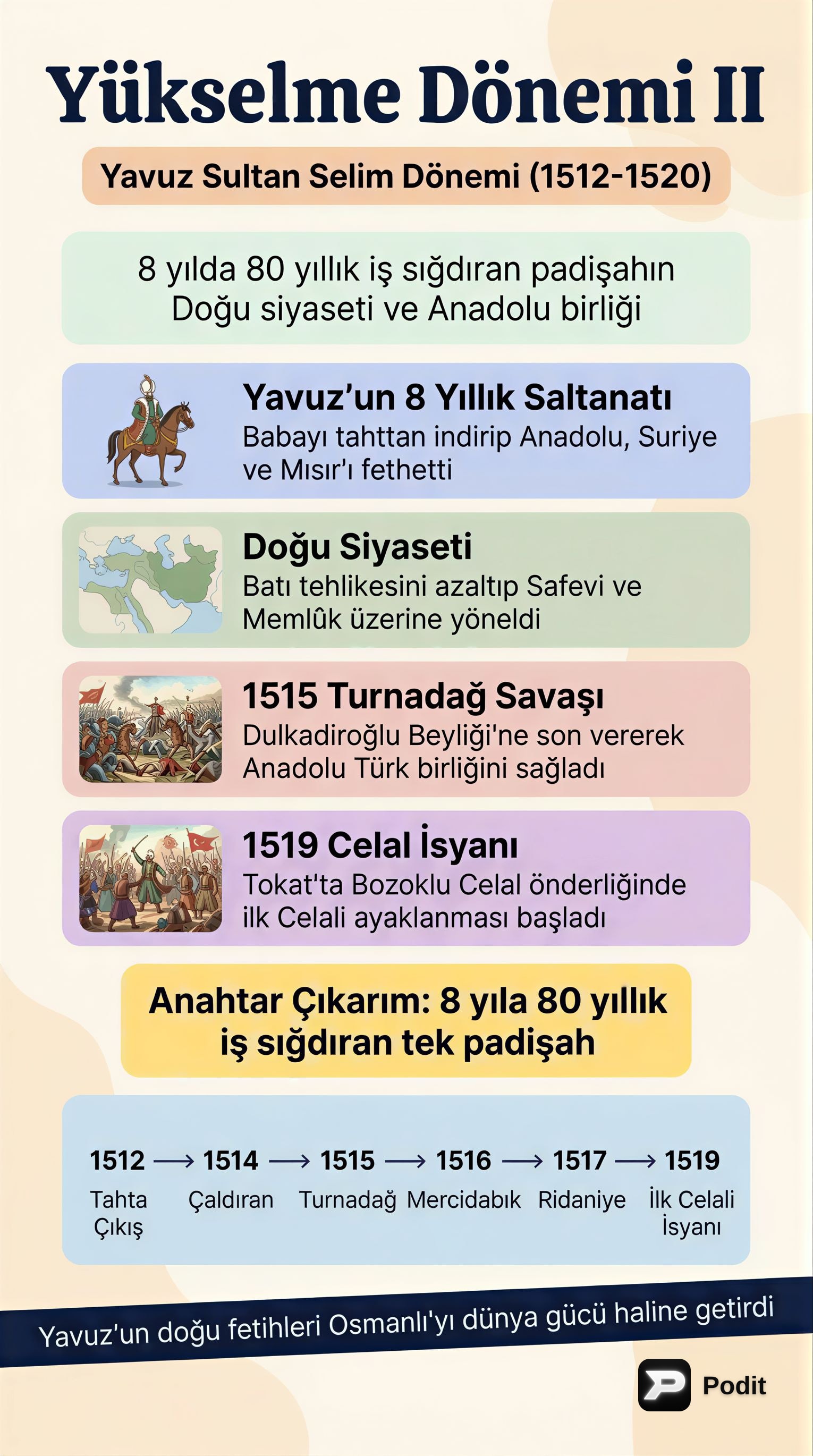 Osmanlı Yükselme Dönemi (1453-1595) II - görsel özet infografik