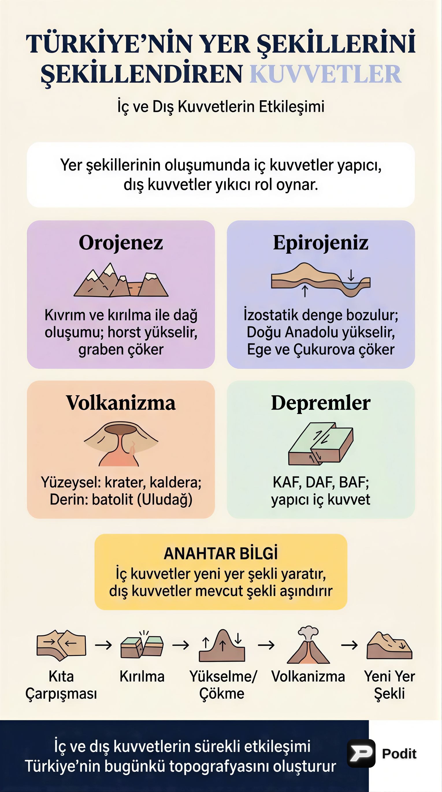 Türkiye'nin Yer Şekilleri ve Oluşum Süreçleri - görsel özet infografik