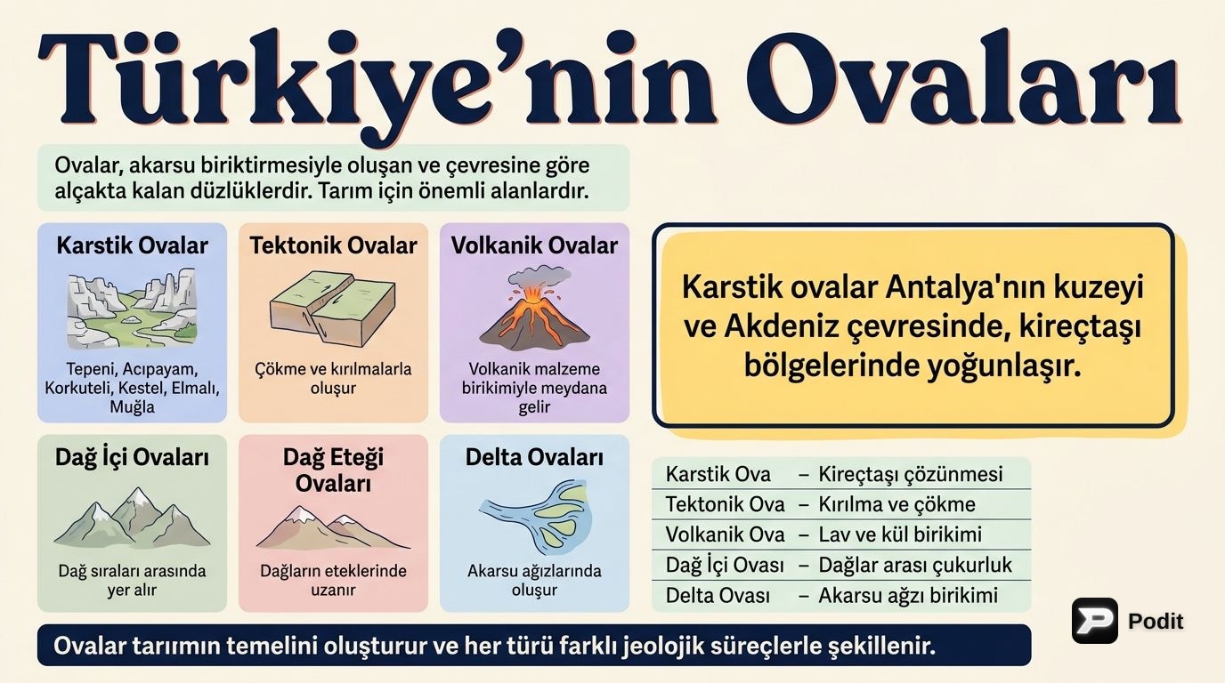 Türkiye'nin Yer Şekilleri: Ovalar ve Coğrafi Önemi - görsel özet infografik