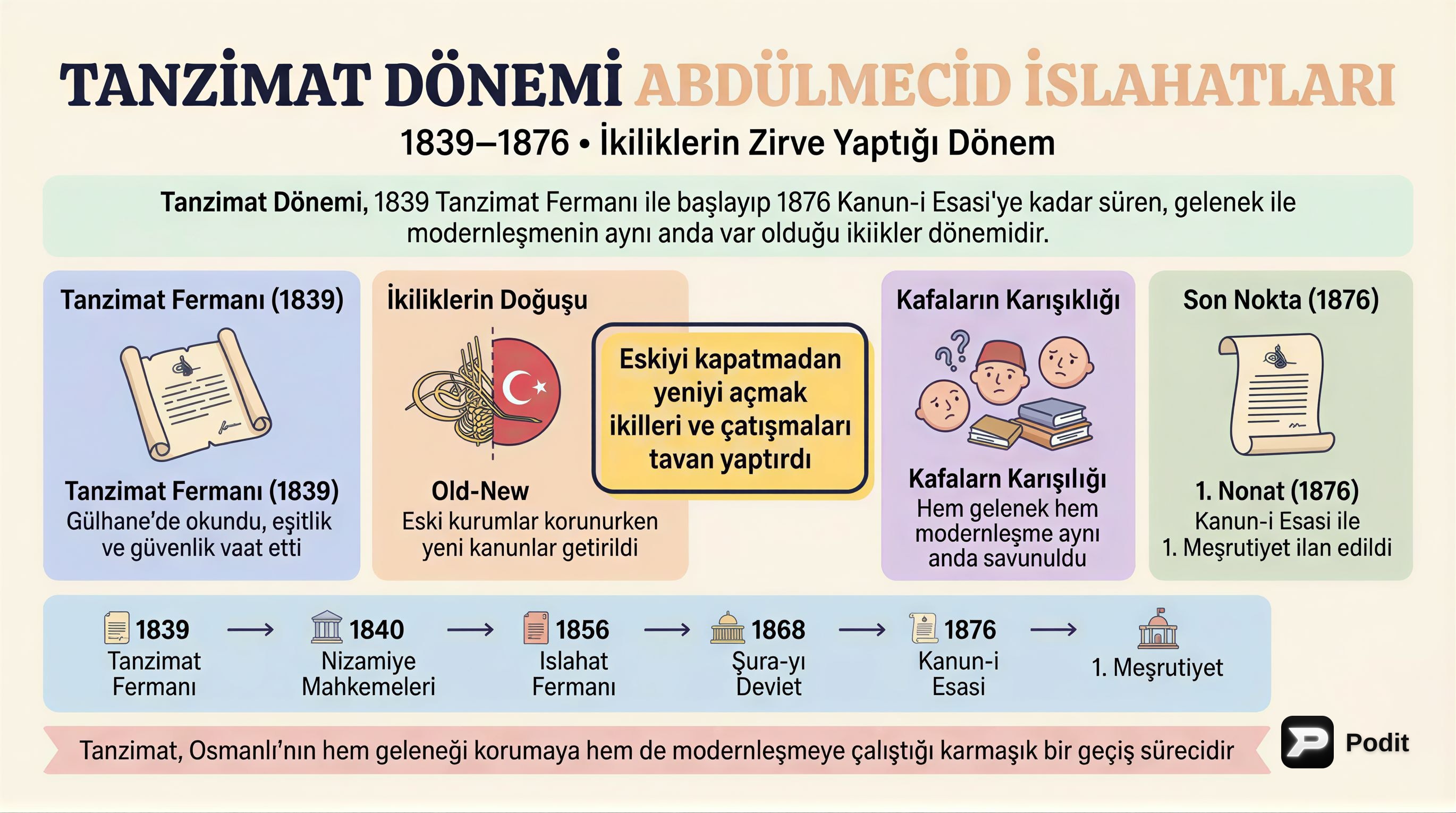 Tanzimat Dönemi ve Abdülmecid Islahatları - görsel özet infografik