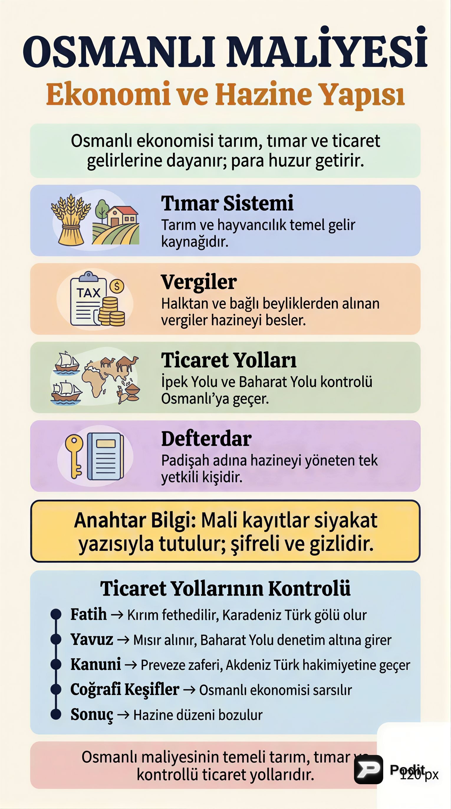Osmanlı Ekonomisi: Temel İlkeler ve İşleyiş - görsel özet infografik