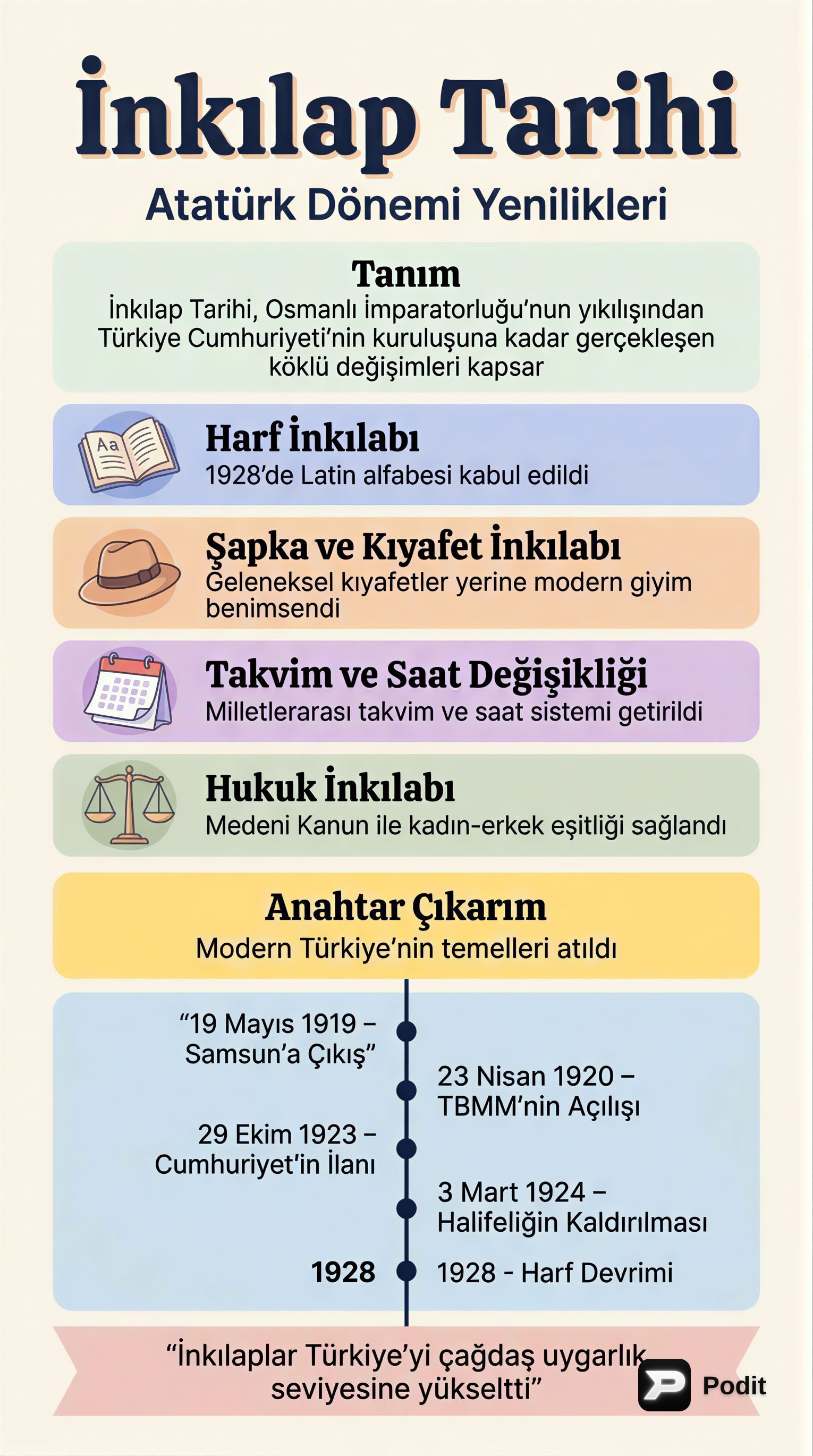 AÖF İnkılap Tarihi: Osmanlı'dan Cumhuriyete - görsel özet infografik